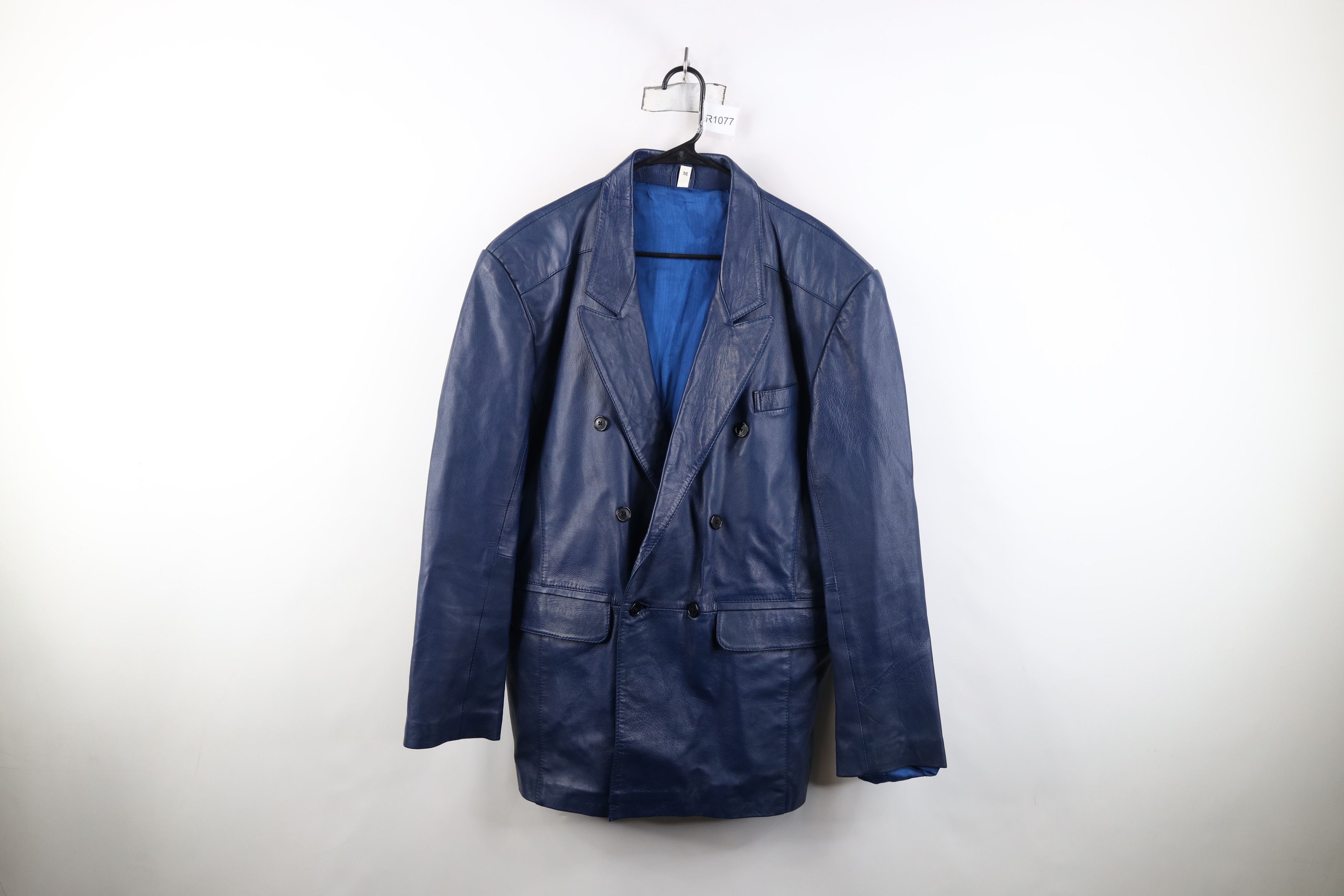 Vintage Vintage 90s Streetwear Leather Suit Coat Blazer Jacket Blue Size US M / EU 48-50 / 2 - 1 Thumbnail