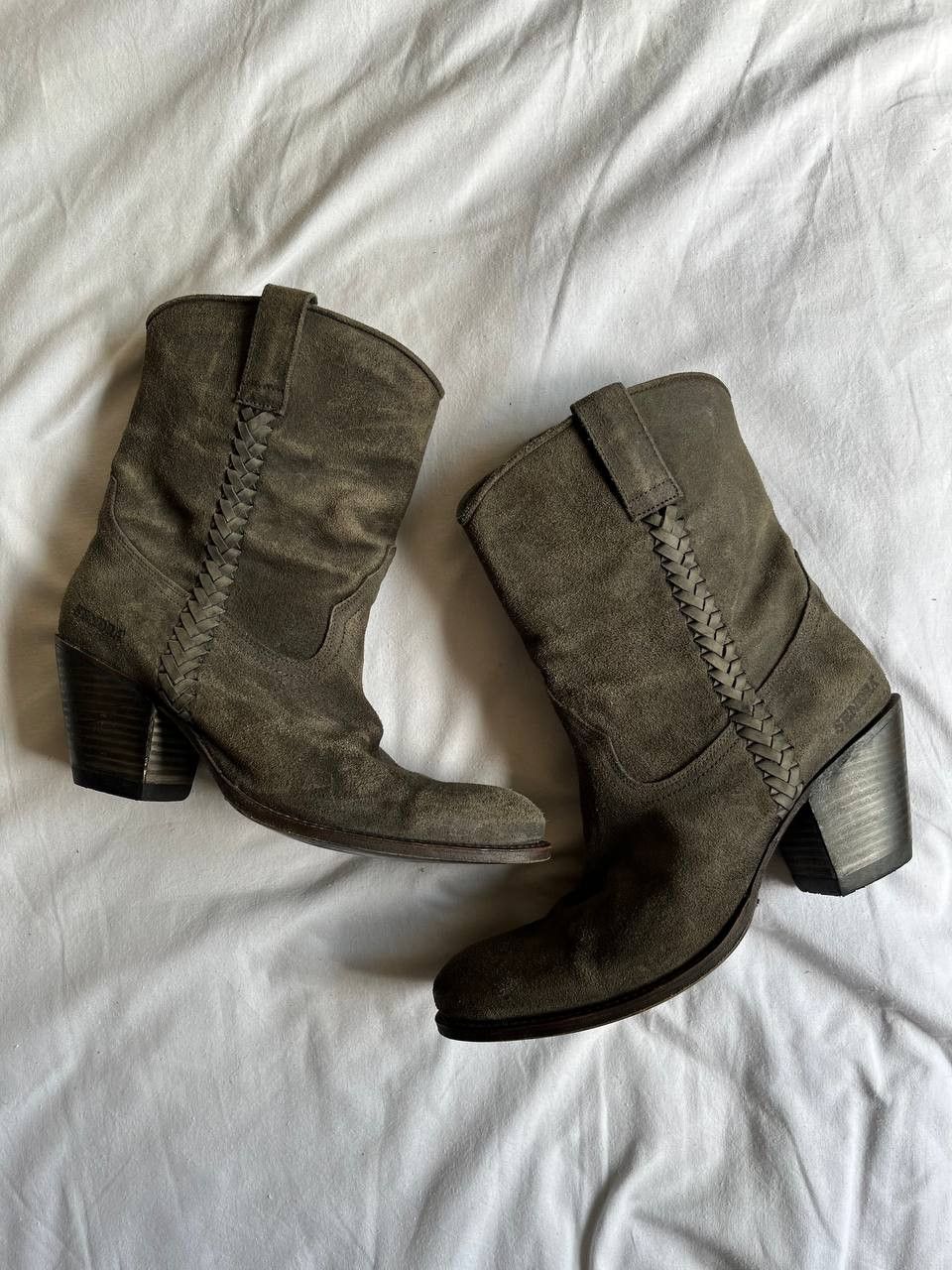 Sendra Sendra gray suede vintage above ankle cossacks biker boots Size US 9 / IT 39 - 1 Thumbnail