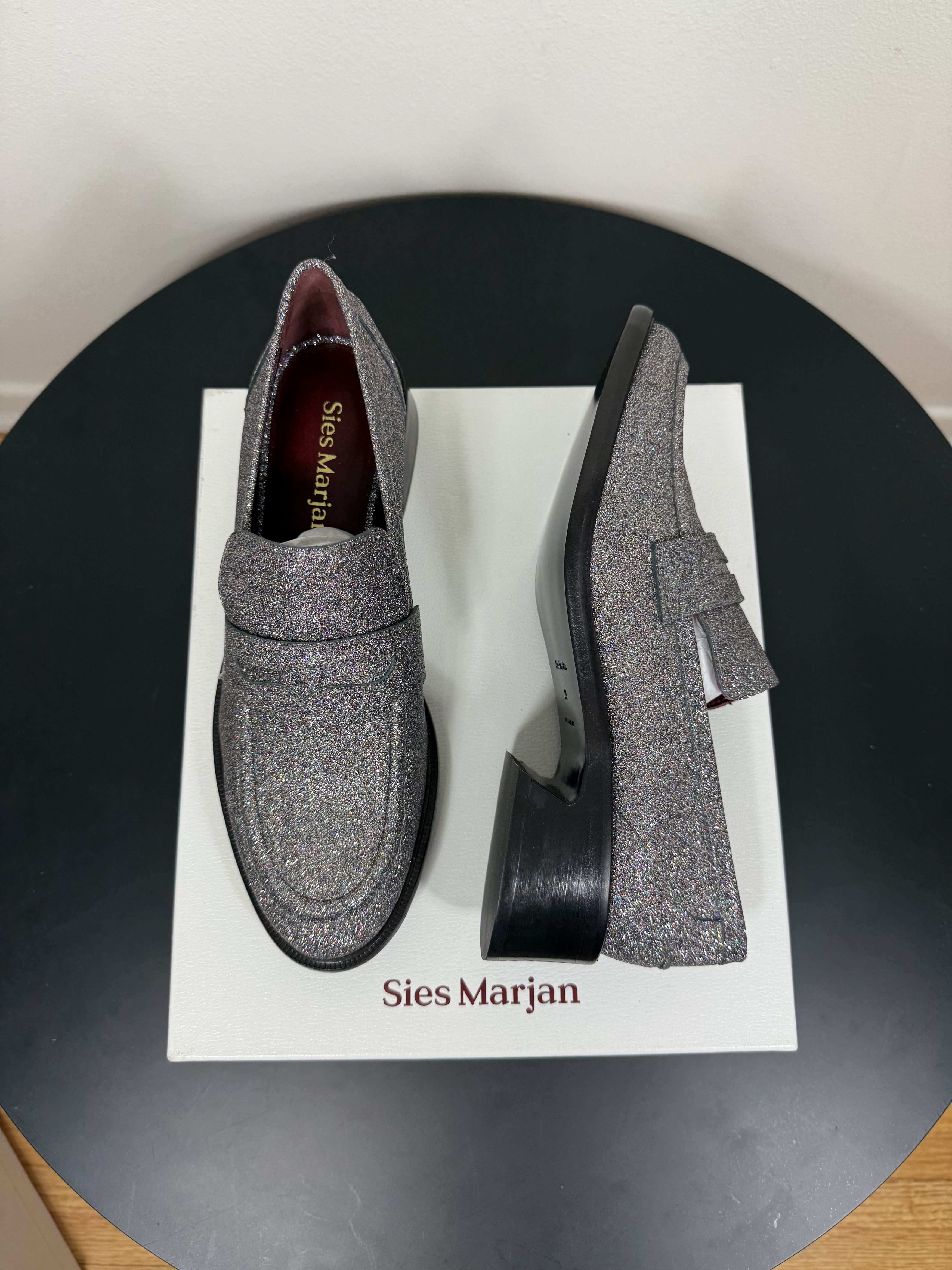 Sies Marjan Eddie Silver Glitter Loafer Size US 8 / IT 38 - 3 Thumbnail