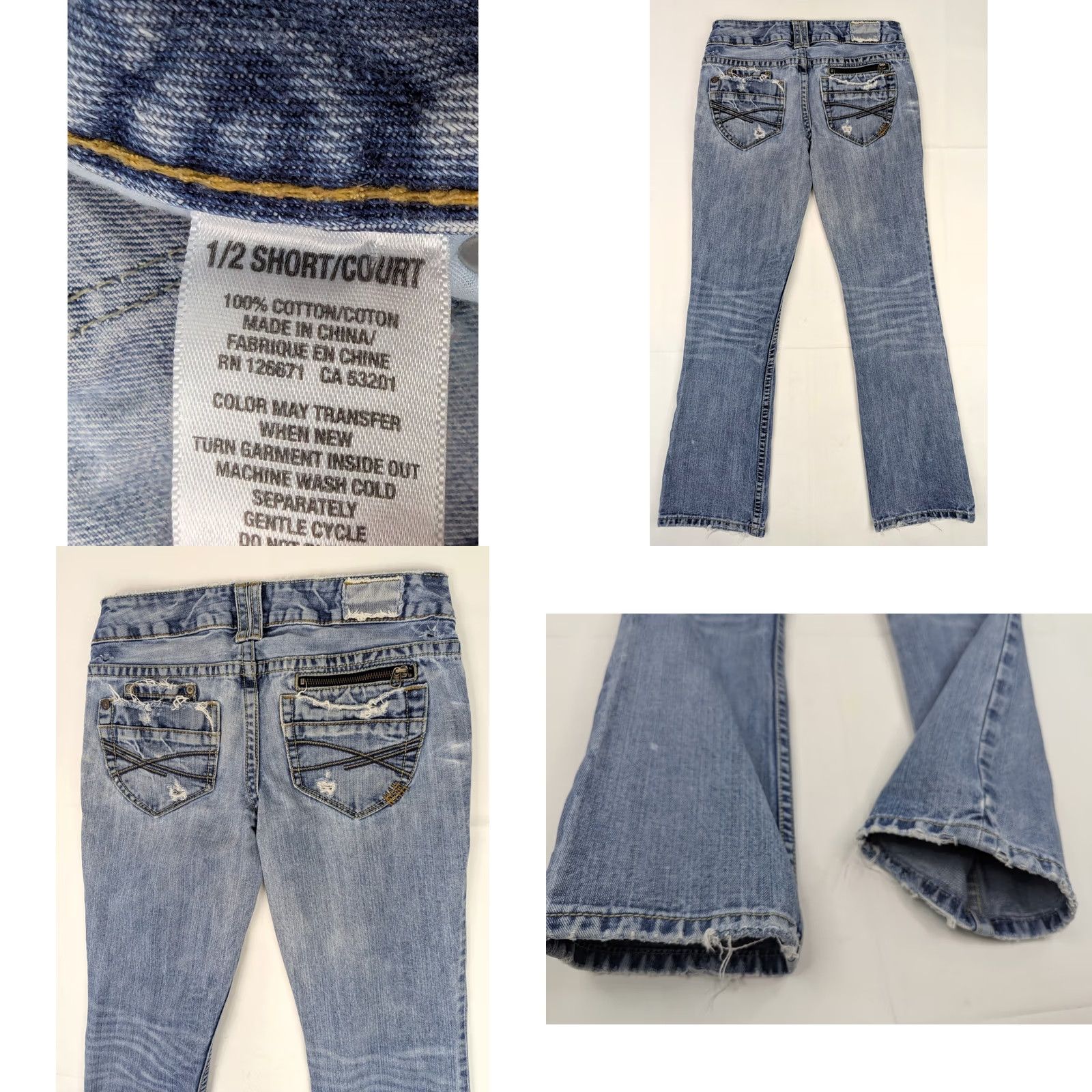 Aeropostale Aeropostale Chelsea Skinny Bootcut Jeans Women 1/2 Short 29x29 Blue Distressed Size 25" / US 0 / IT 36 - 8 Thumbnail