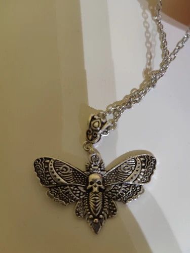 Jewelry Skull Gothic Butterfly Pendant Necklace Size ONE SIZE - 6 Thumbnail
