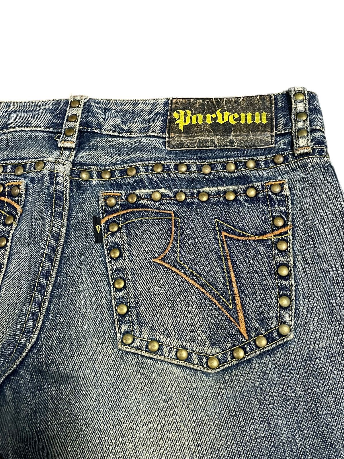 If Six Was Nine Vintage Japanese Crazy Rivet Mad Punk Distressed Flare Jeans Size 30" / US 8 / IT 44 - 11 Thumbnail