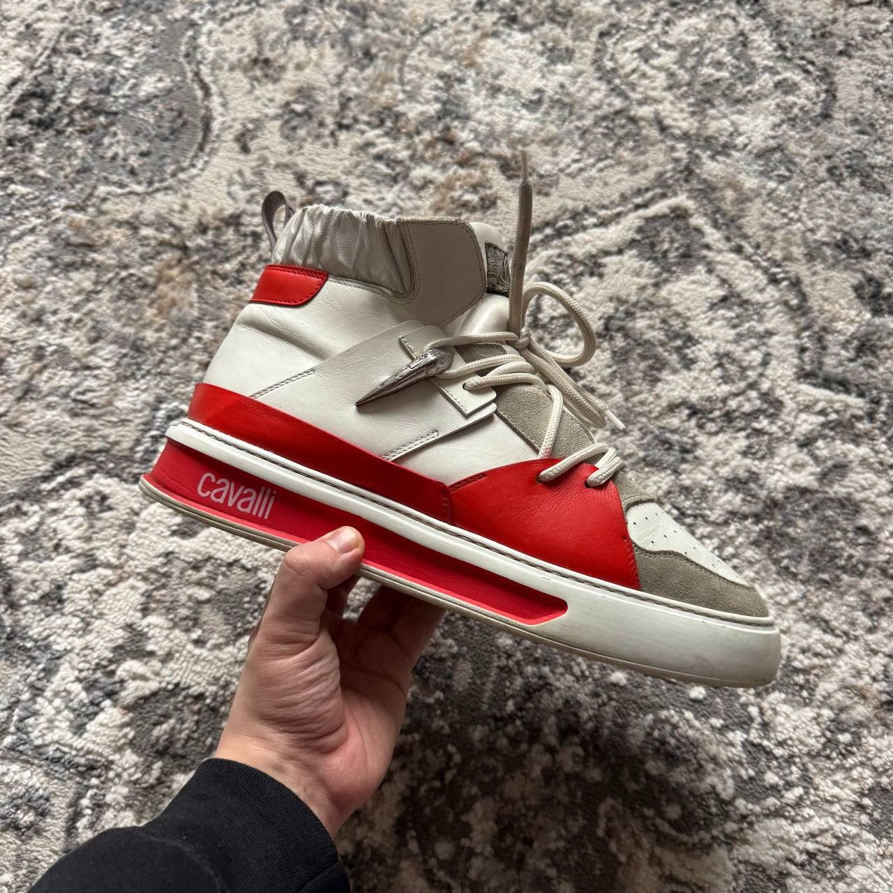 Just Cavalli Just Cavalli Tiger Tooth High-Top Oversize Leather Sneakers Size US 9.5 / EU 42-43 - 4 Thumbnail