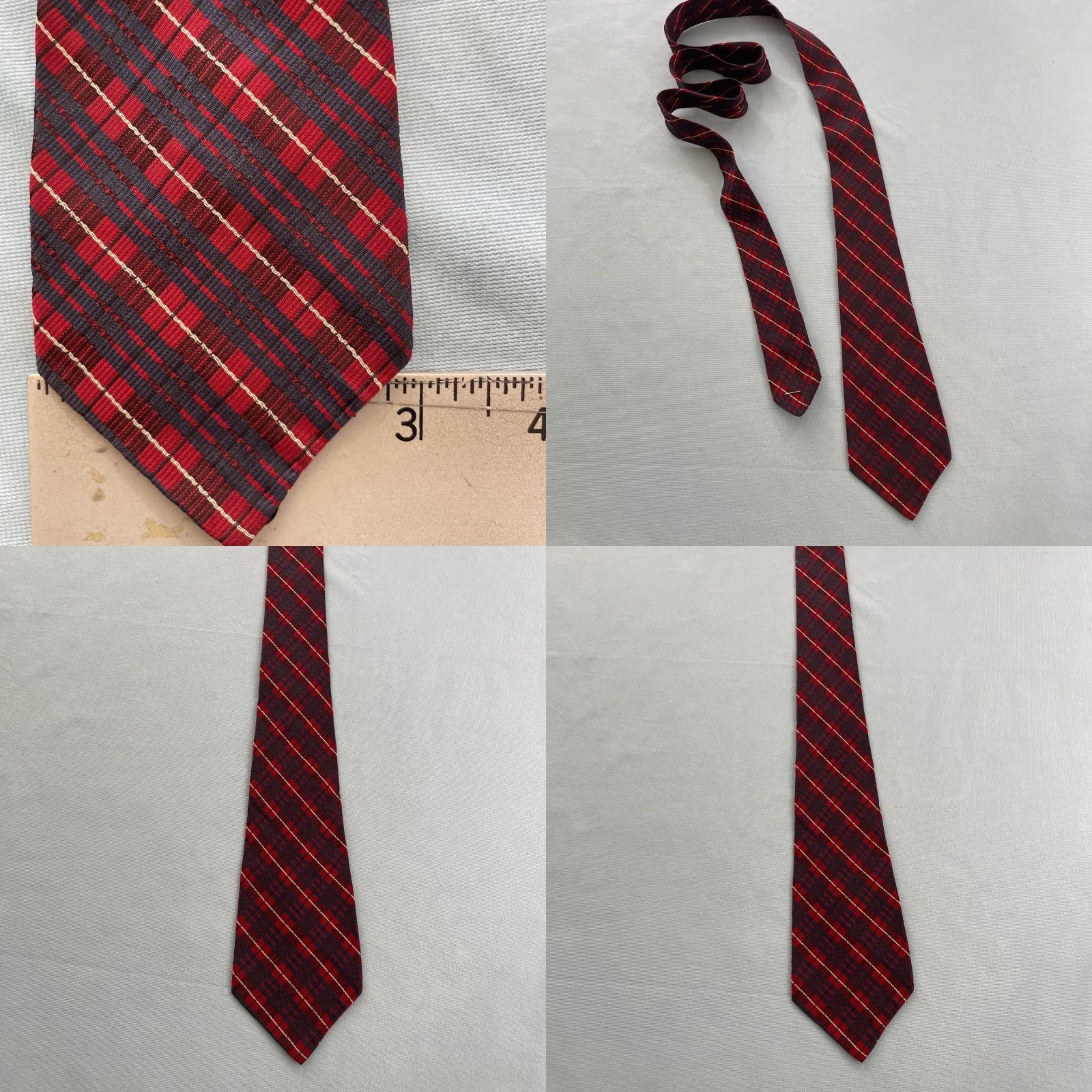 Vintage vtg Wickenden's SLO Hamil Neck Tie Polyester Woven Texture Red Plaid 3x54 Capsule Necktie Masculine Men’s Tie Vintage Size ONE SIZE - 9 Thumbnail