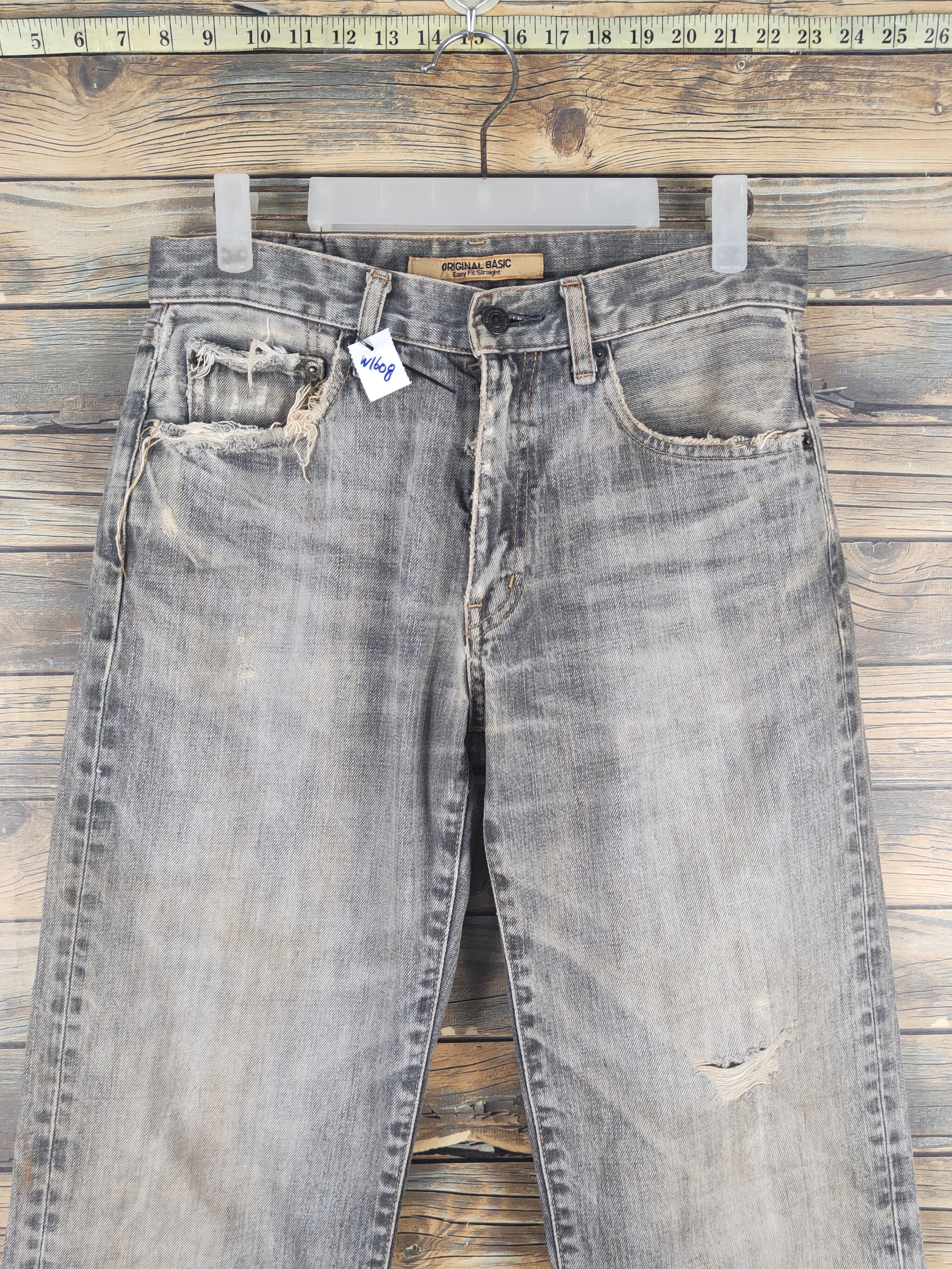 Japanese Brand Uniqlo japan vtg Black Faded Distressed Ripped Jeans #W1608 Size US 29 - 2 Thumbnail