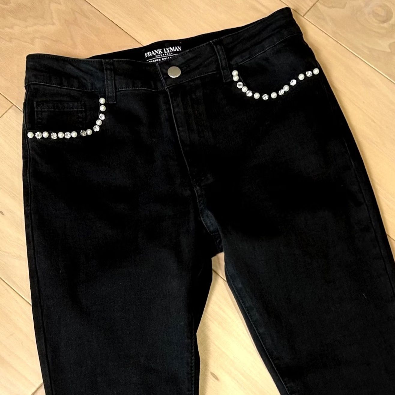 Denime VINTAGE Frank Lyman Montreal Embellished Flare Denim Jean Womens Medium Size 30" / US 8 / IT 44 - 6 Thumbnail