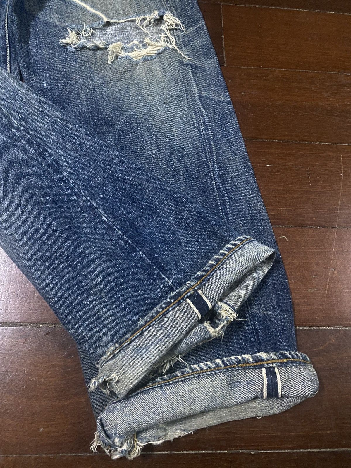 Warehouse & Co. Vintage Pherrow’s Stormy Blue Flared distressed mud wash Size US 32 / EU 48 - 10 Thumbnail