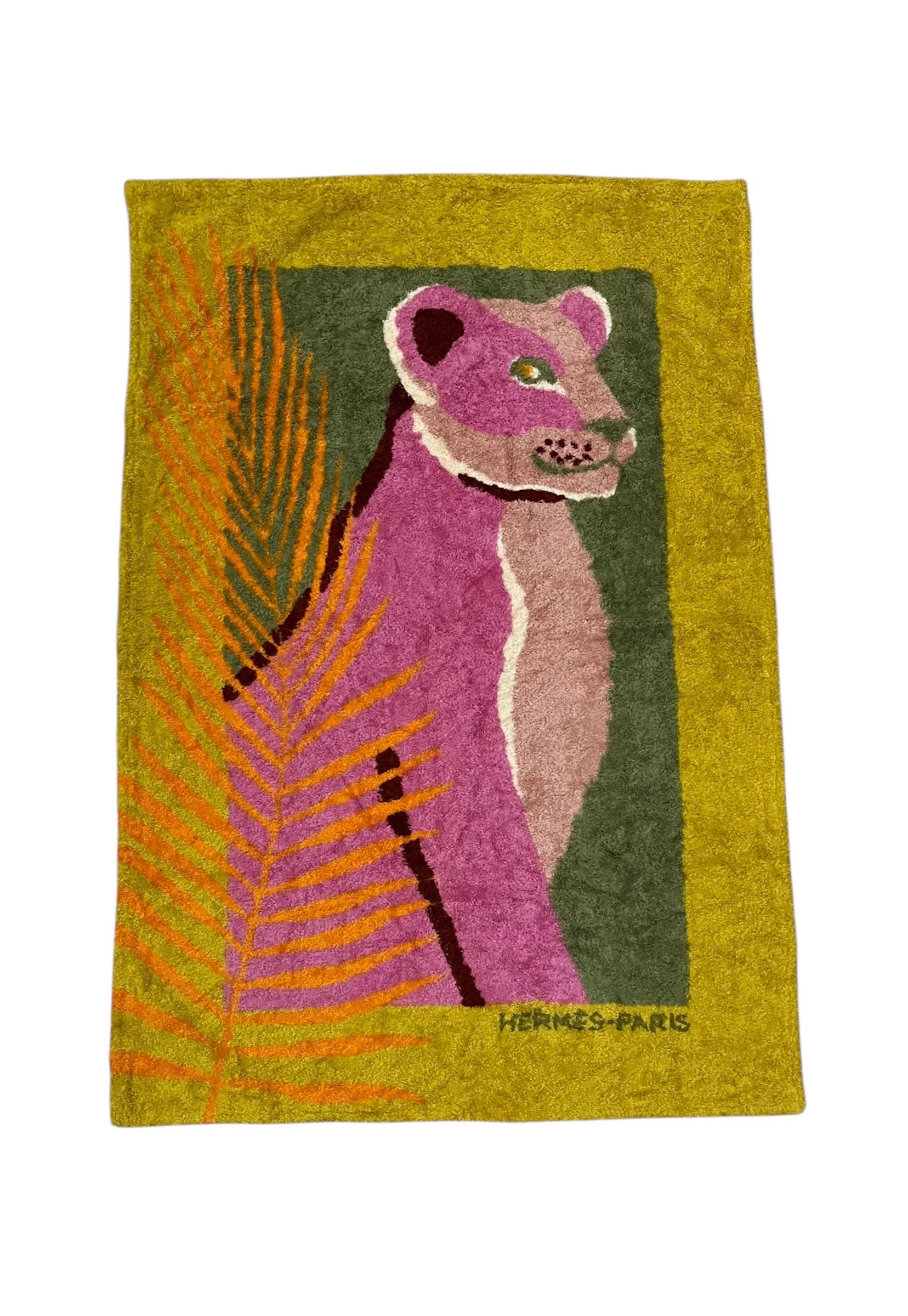 Hermes Rare Hermes Pink Lion Beach Bath Towel Bath Mat Rug Size ONE SIZE - 1 Thumbnail