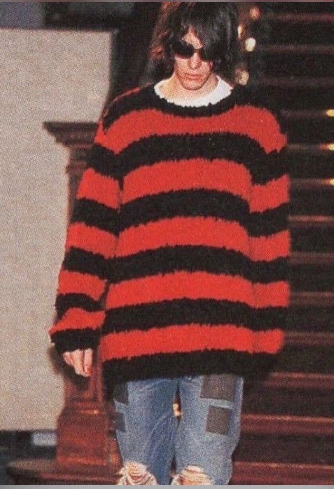 Japanese Brand 2000s Mony Japan Spider Web mesh Distresed stripe grunge Size US L / EU 52-54 / 3 - 1 Thumbnail