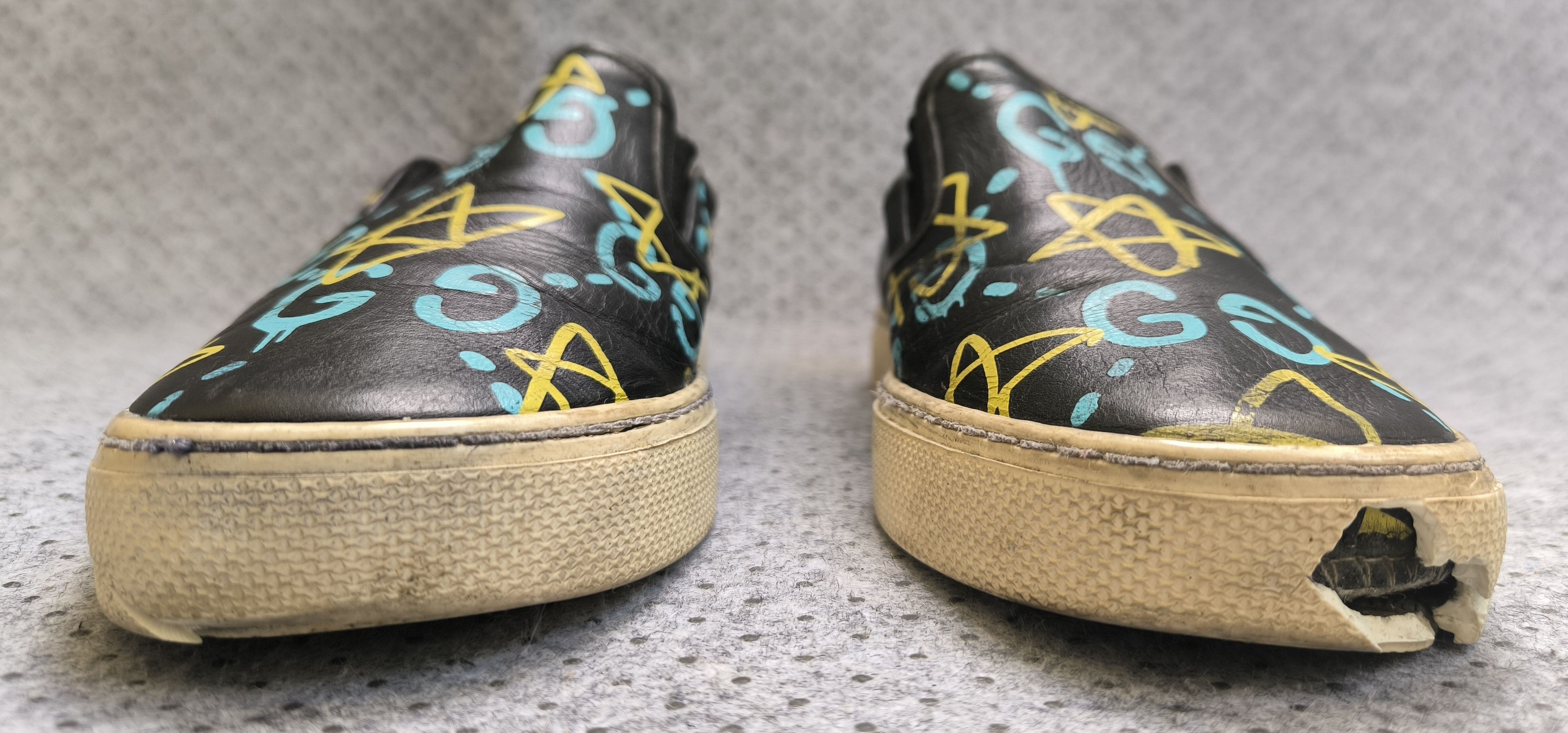 Gucci GUCCI Ghost GG graffiti leather slip on sneakers Size US 8 / EU 41 - 6 Thumbnail