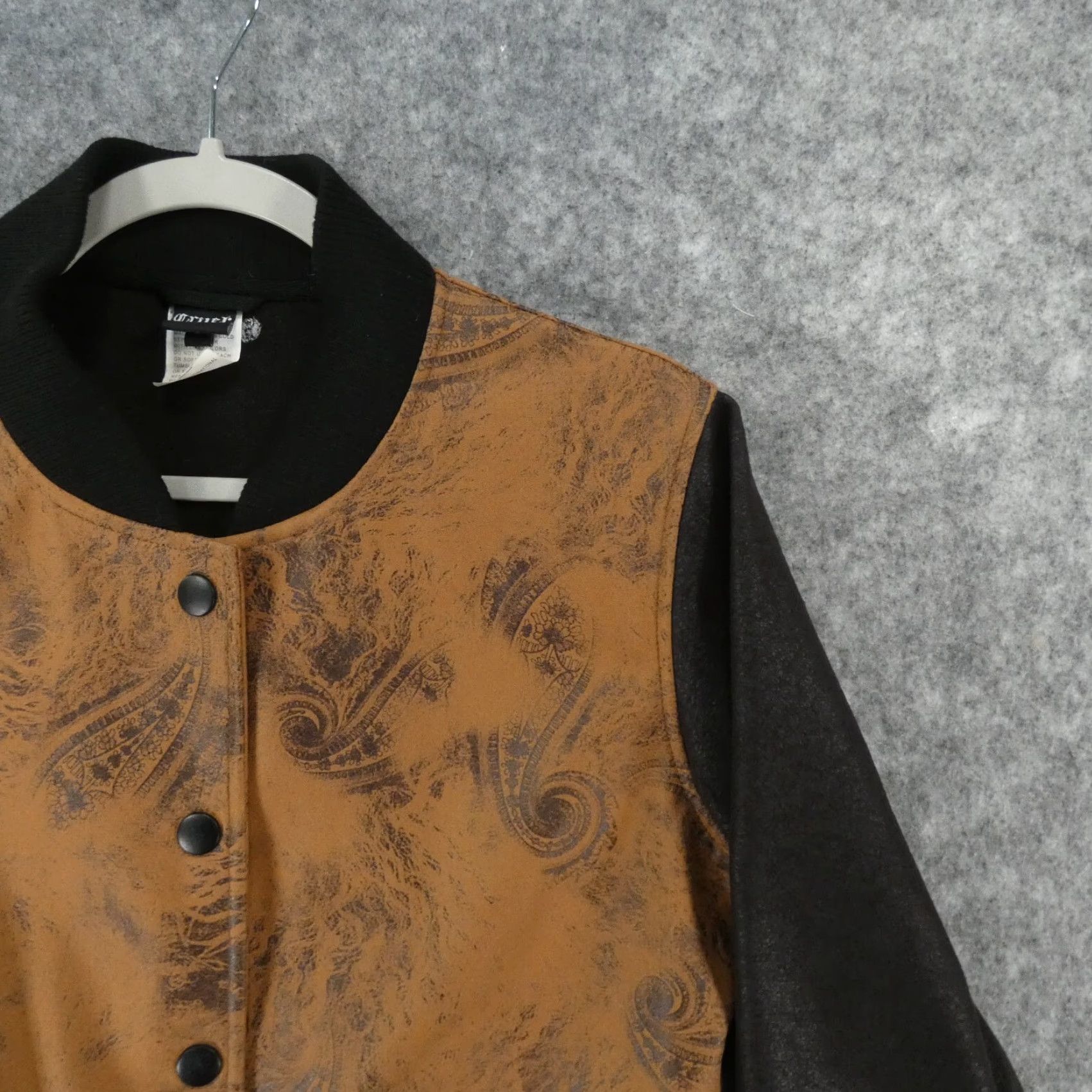 Vintage Cruel Womens Jacket Varsity Coat Brown Black Suede Snap Up M Size M / US 6-8 / IT 42-44 - 6 Thumbnail