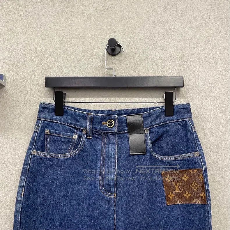 Louis Vuitton Louis Vuitton Blue Printed Straight Leg Jeans Size US 38 / EU 54 - 4 Thumbnail