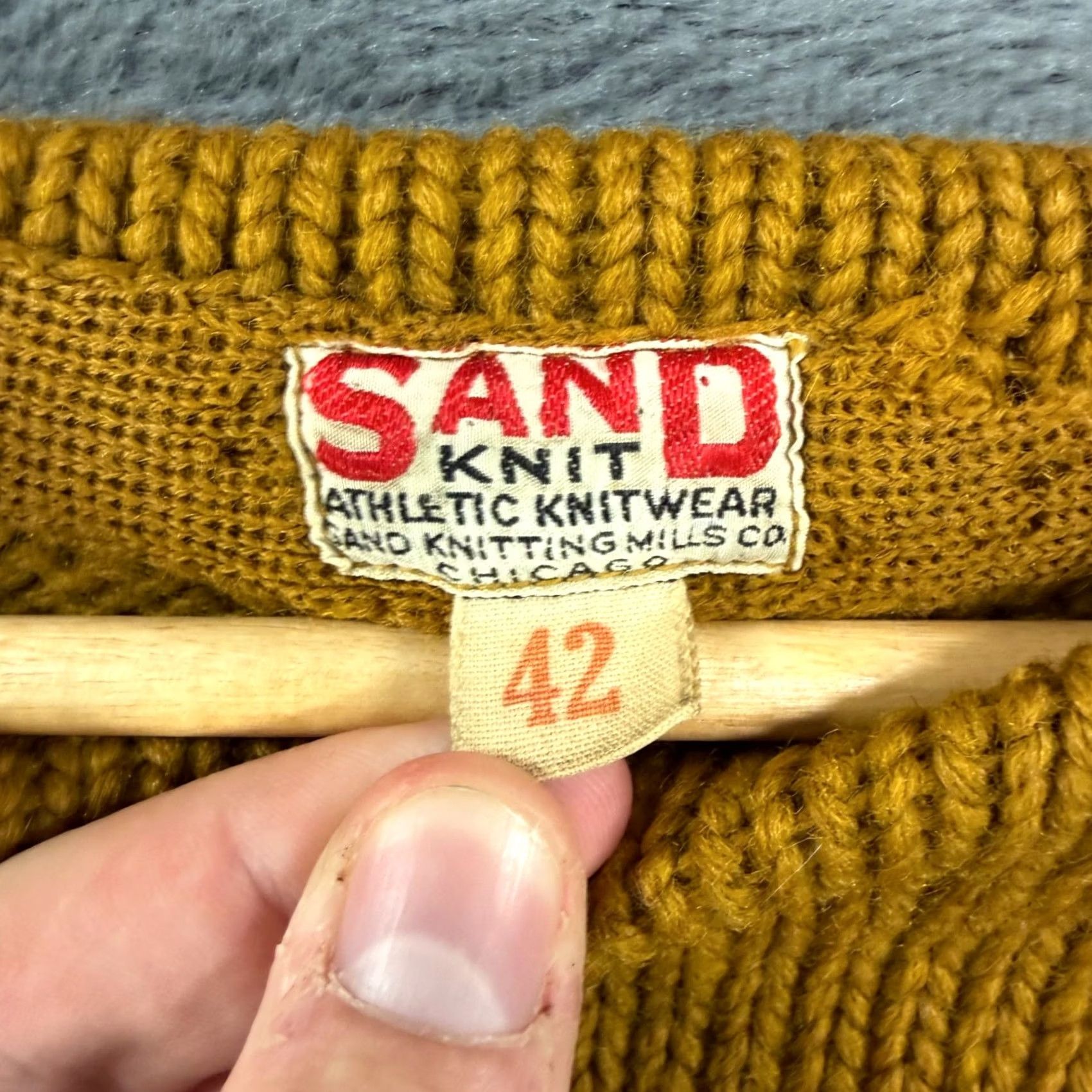 Vintage VINTAGE 1940s Sand Knit Knit Sweater Boat Neck Brown 42 Mens Size US XL / EU 56 / 4 - 3 Thumbnail