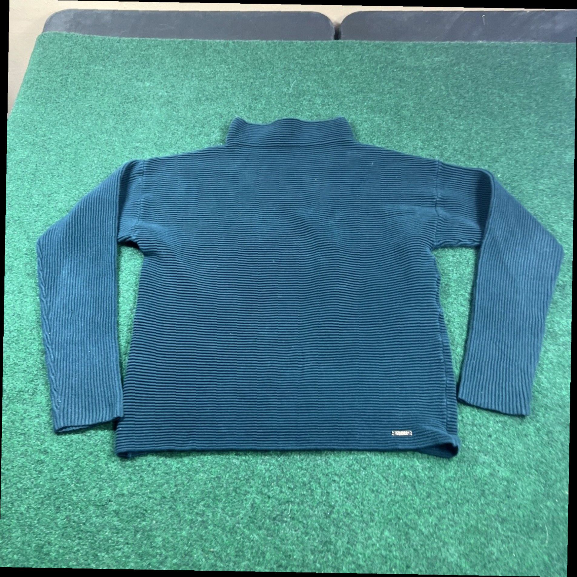 Vintage Ivanka Trump Women's XS Gree Sweater Mock Neck Cold Shoulder Long Dolman Sleeves Size XS / US 0-2 / IT 36-38 - 1 Thumbnail