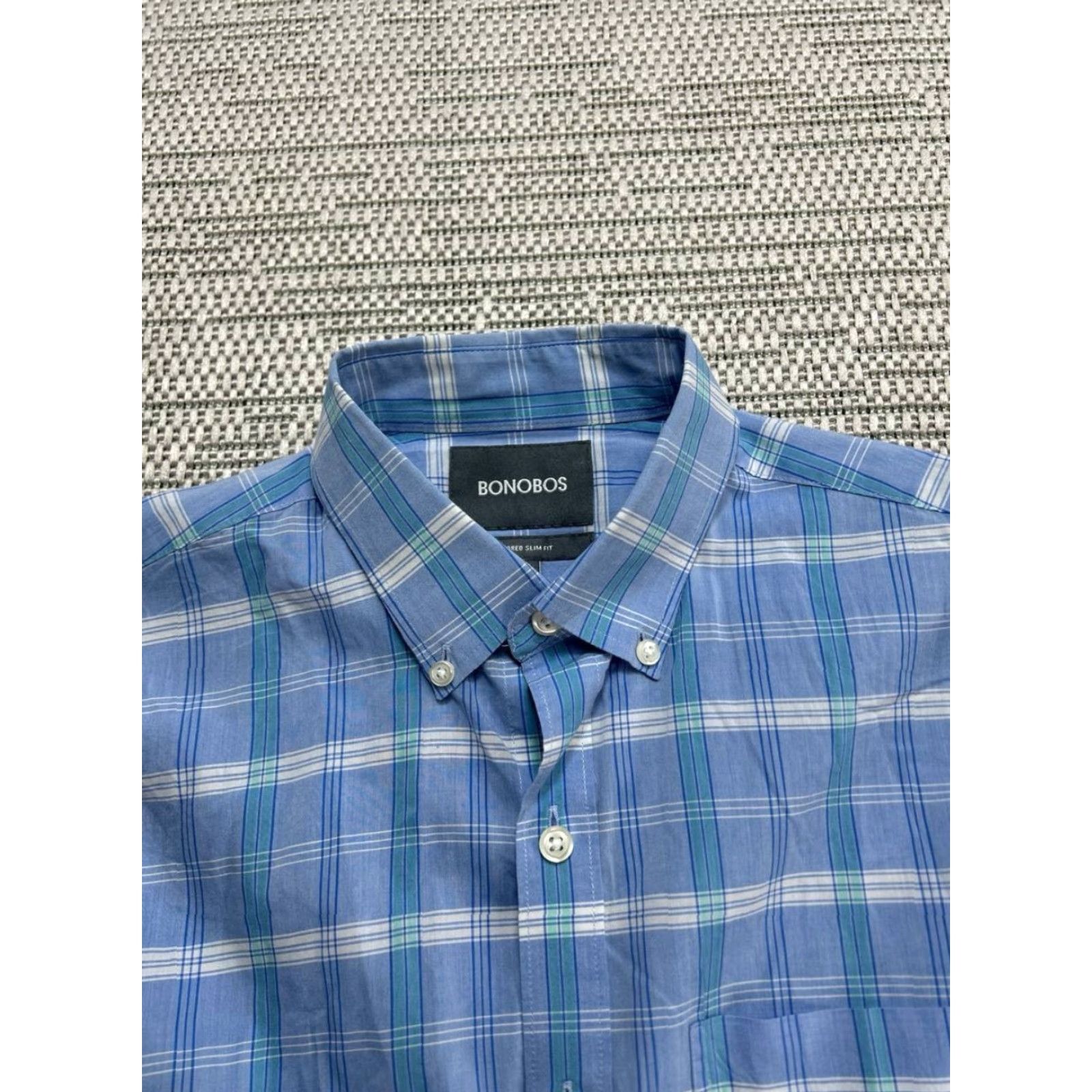Bonobos Bonobos Shirt Mens Small Multicolor Windowpane Plaid Tailored Slim Fit Cotton Size US S / EU 44-46 / 1 - 3 Thumbnail