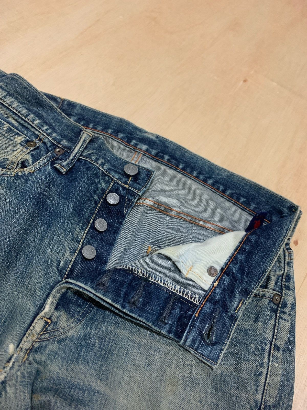 45rpm × Japanese Brand Vintage R by 45rpm Distressed Denim Made In Japan Size US 31 - 5 Thumbnail