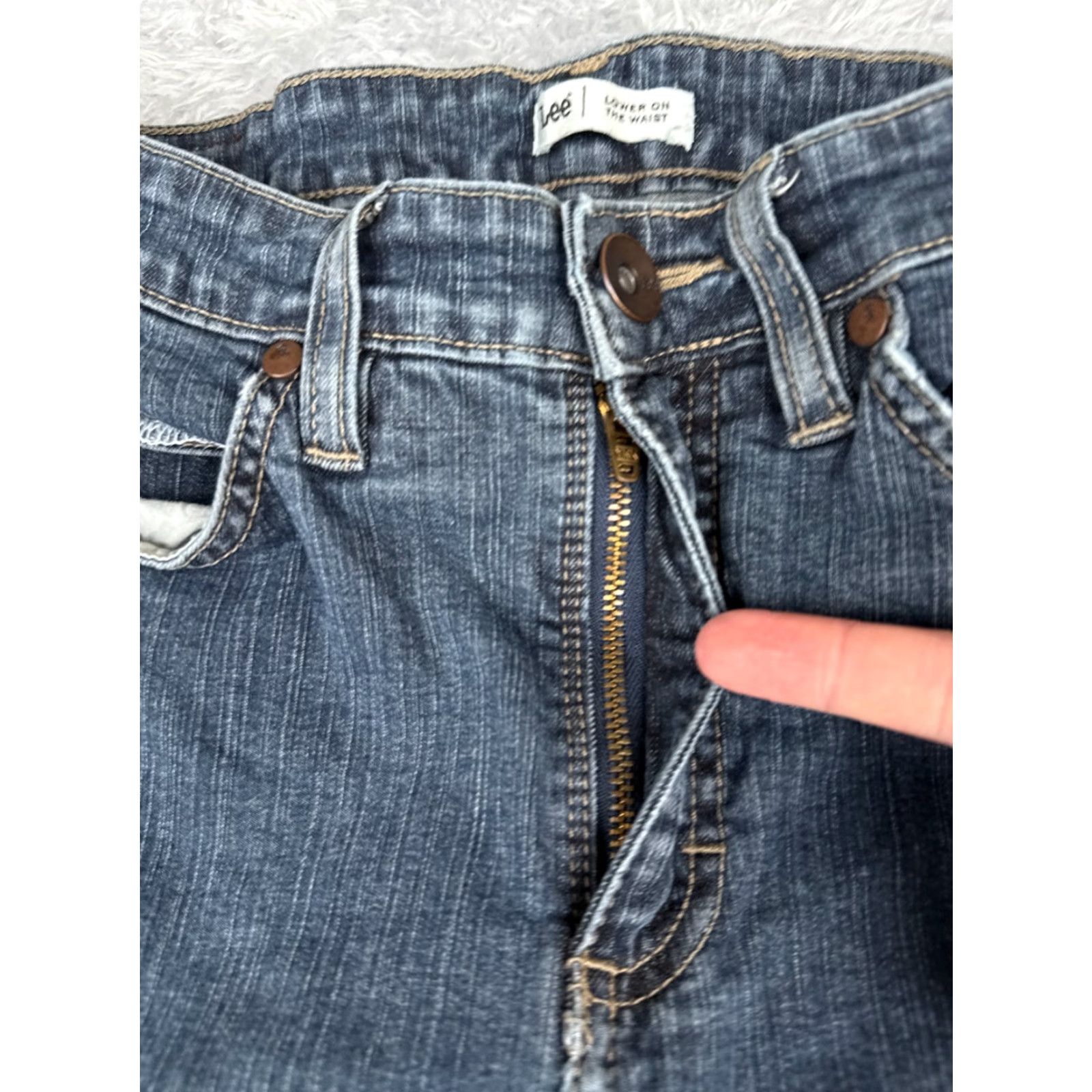 Lee Lee Jeans Women 10 Blue Denim Mid Rise Flared 28x31 Cotton Blend Pockets Regular 31 Inseam USA Vintage: No Size 32" / US 10 / IT 46 - 5 Thumbnail