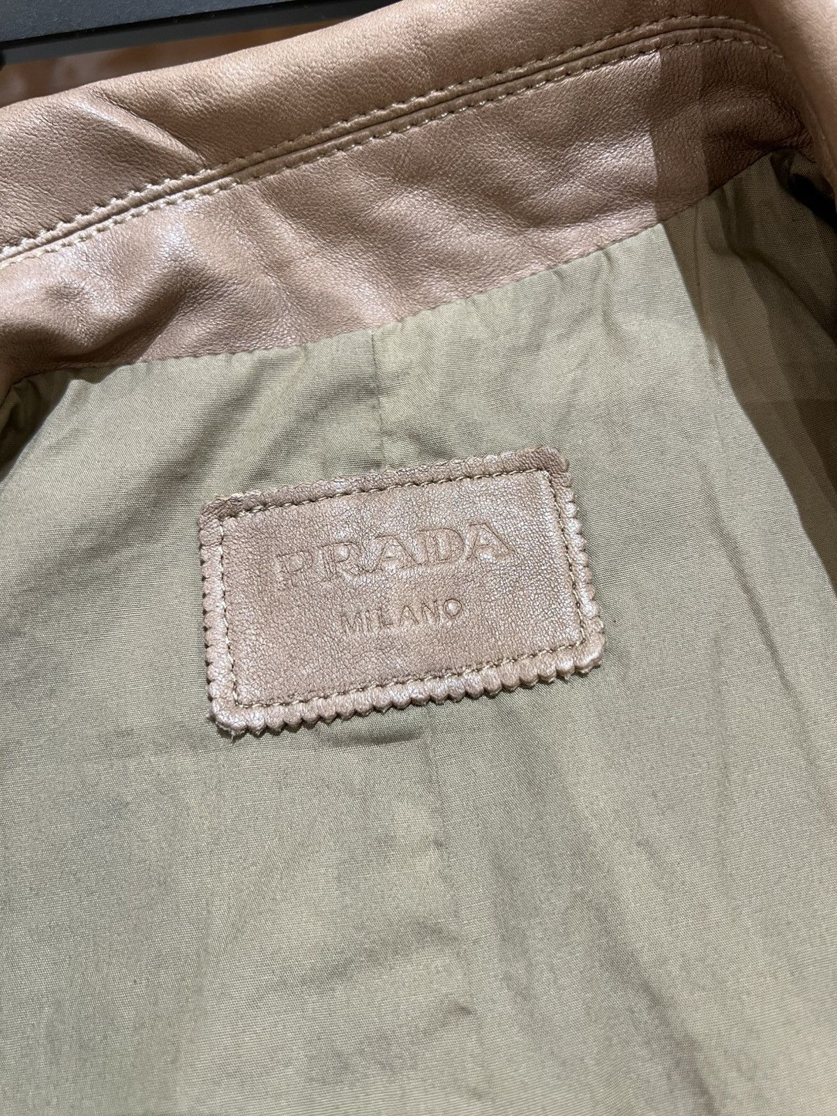 Prada Prada beige leather nappa zip up polo shirt Size US S / EU 44-46 / 1 - 5 Thumbnail