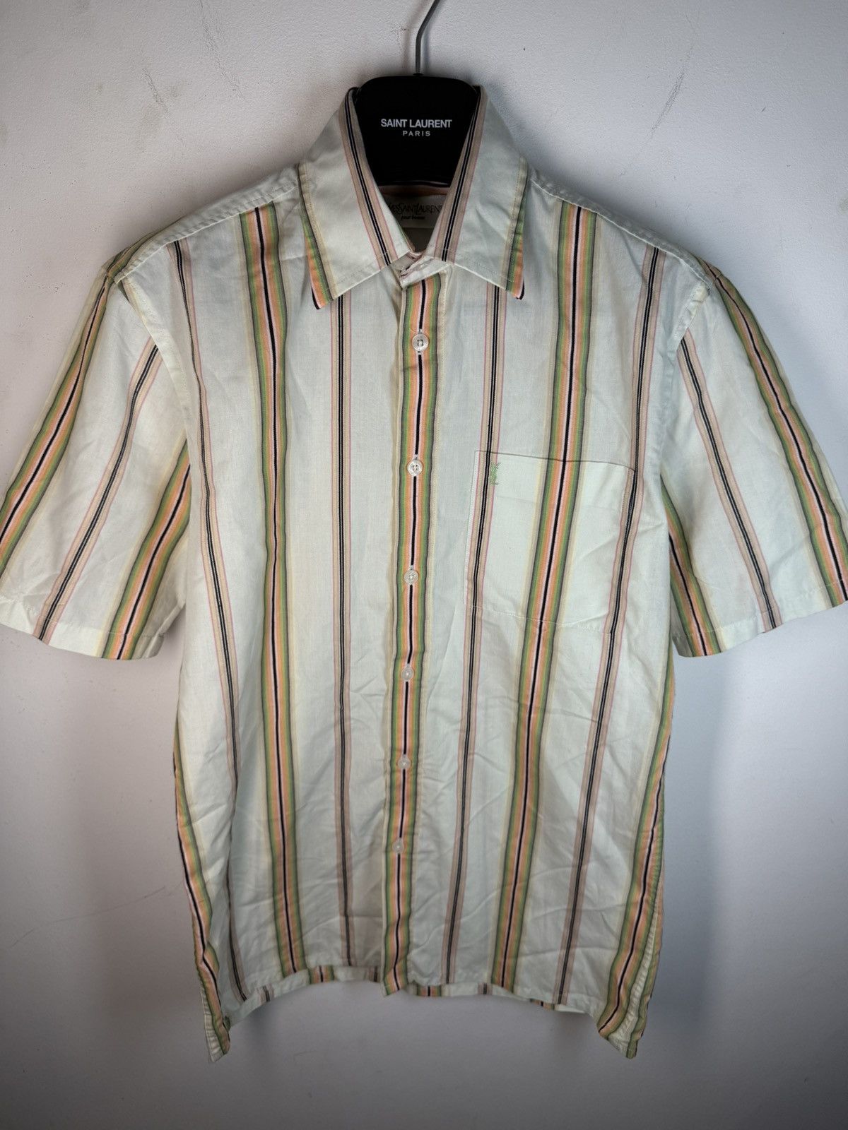 Multicolor YSL Shirt Short Sleeve Button Up Collar Vintage