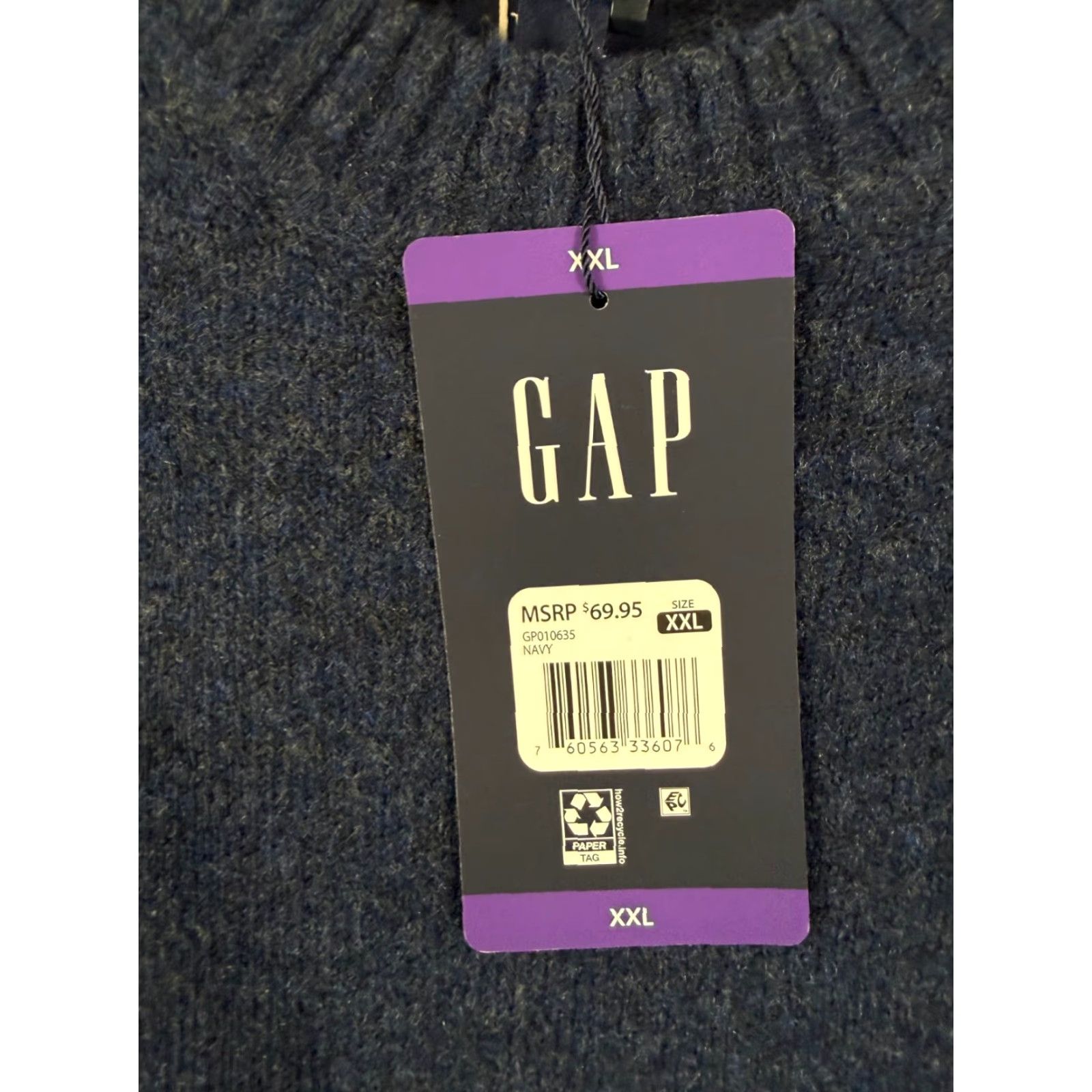 Gap Gap Sweater Mens 2XL Navy Blue Wool Blend Crew Neck Long Raglan Sleeve Pullover NWT Regular Fit Size US XXL / EU 58 / 5 - 6 Thumbnail