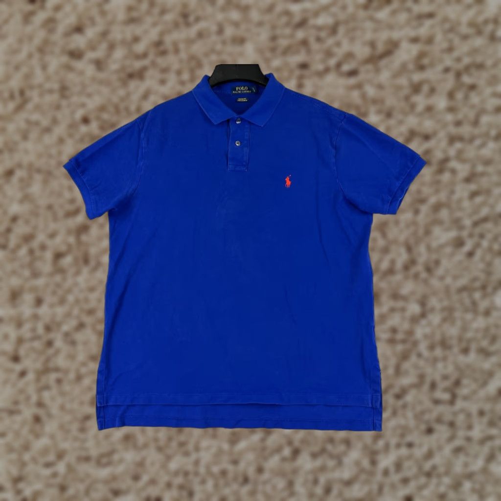 Ralph Lauren Ralph Lauren Polo Shirt Men XL Blue 100% Cotton Knit Pony Polo Shirt Men Blue Short Sleeve Solid 100% Cotton Size US XL / EU 56 / 4 - 1 Thumbnail