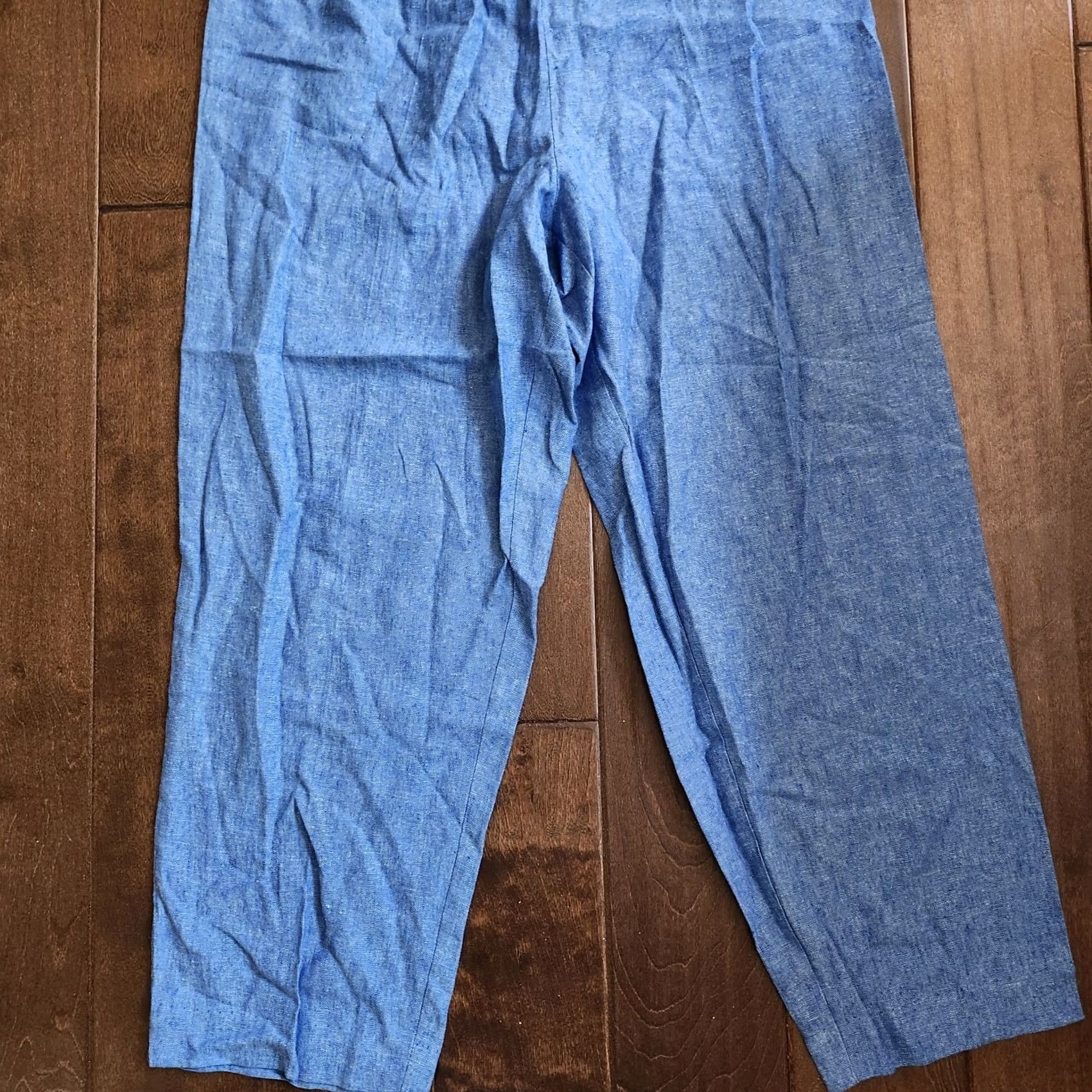 Vintage Melissa Harper Women's Pants - Blue Heathered - Size 12 - Regular Fit - Rayon Linen - Zip Closure - Machine Washable - Casual Travel - Women Size 34" / US 12 / IT 48 - 3 Thumbnail