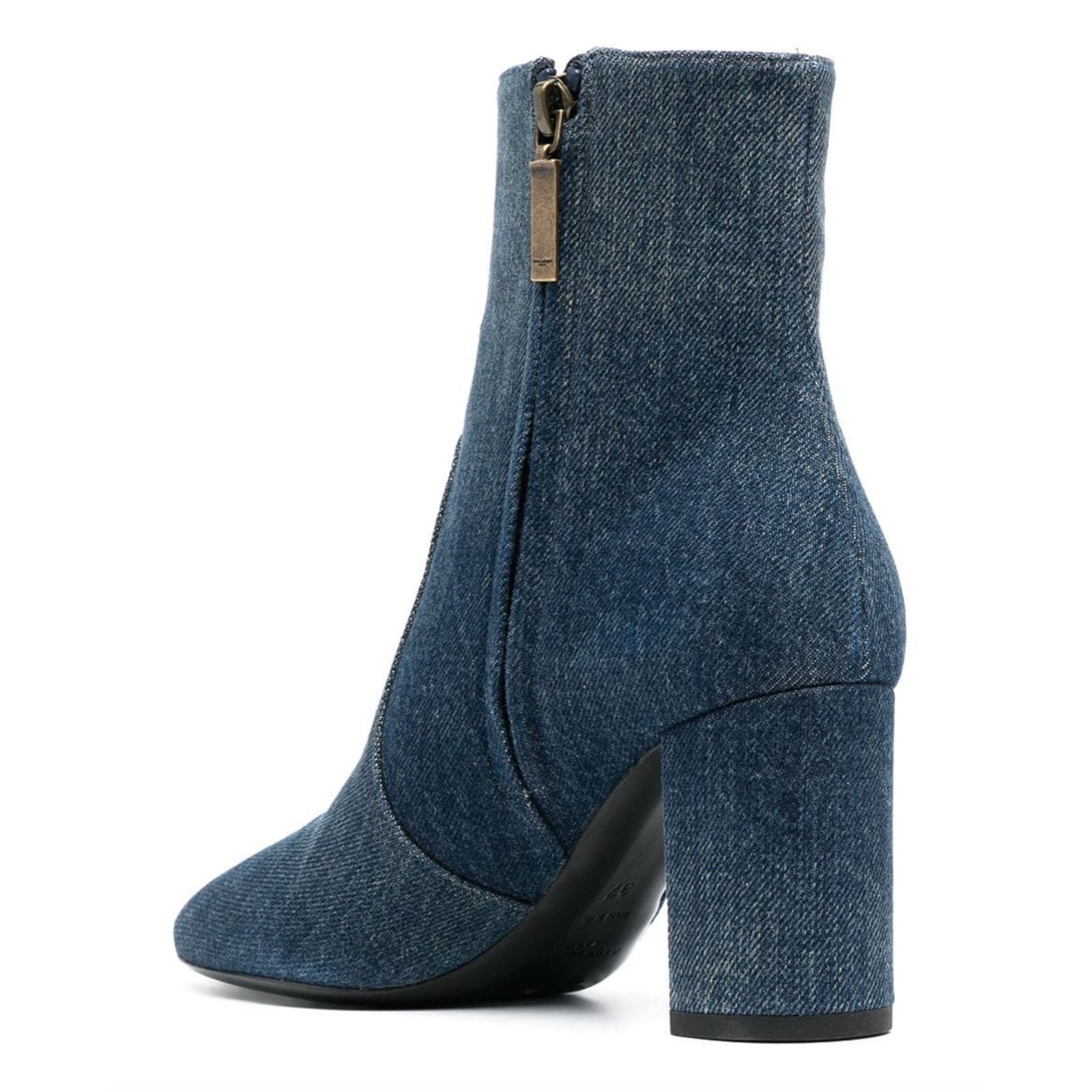 Yves Saint Laurent Saint Laurent Lou 75 Blue Jeans Denim YSL Zip Block Heel Size US 6.5 / IT 36.5 - 8 Thumbnail
