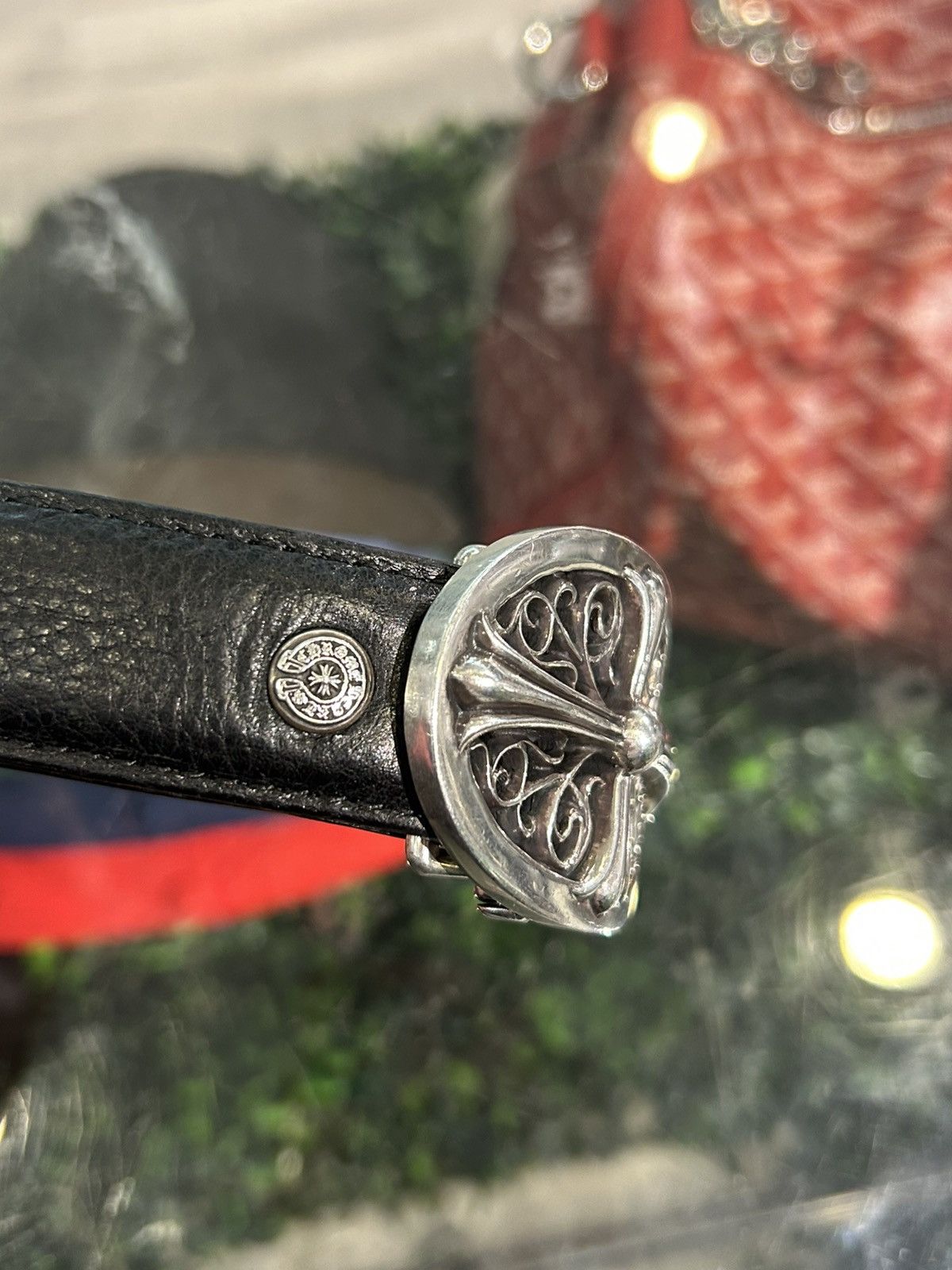 Chrome Hearts Chrome Hearts Oval Belt Buckle 1in w/ sz 34 Black Strap Size 34 - 3 Thumbnail