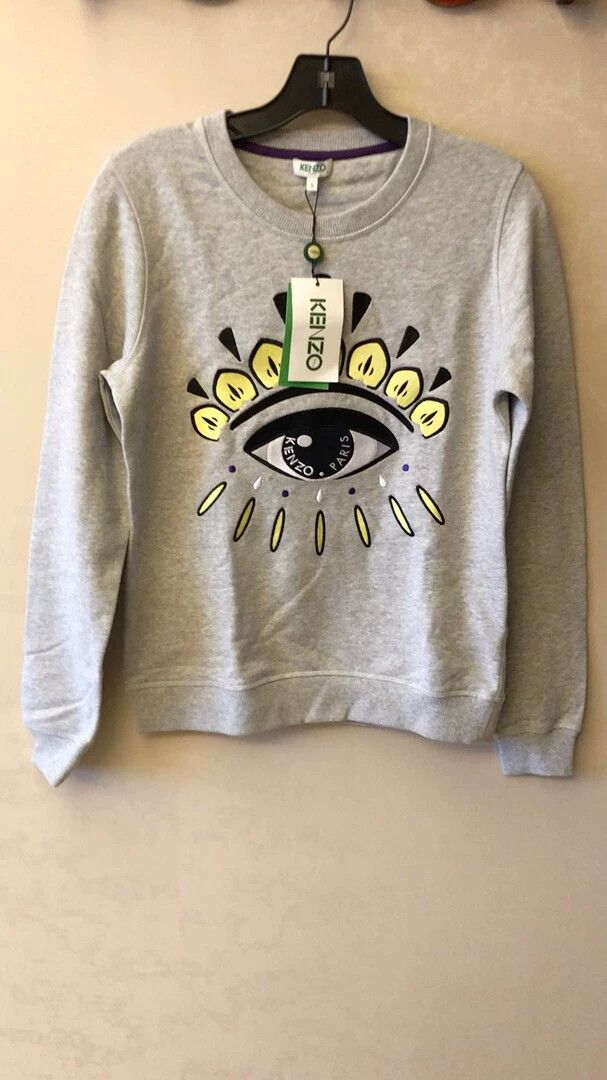 Kenzo KENZO Gray embroidered big eyes hoodie Size S / US 4 / IT 40 - 1 Thumbnail