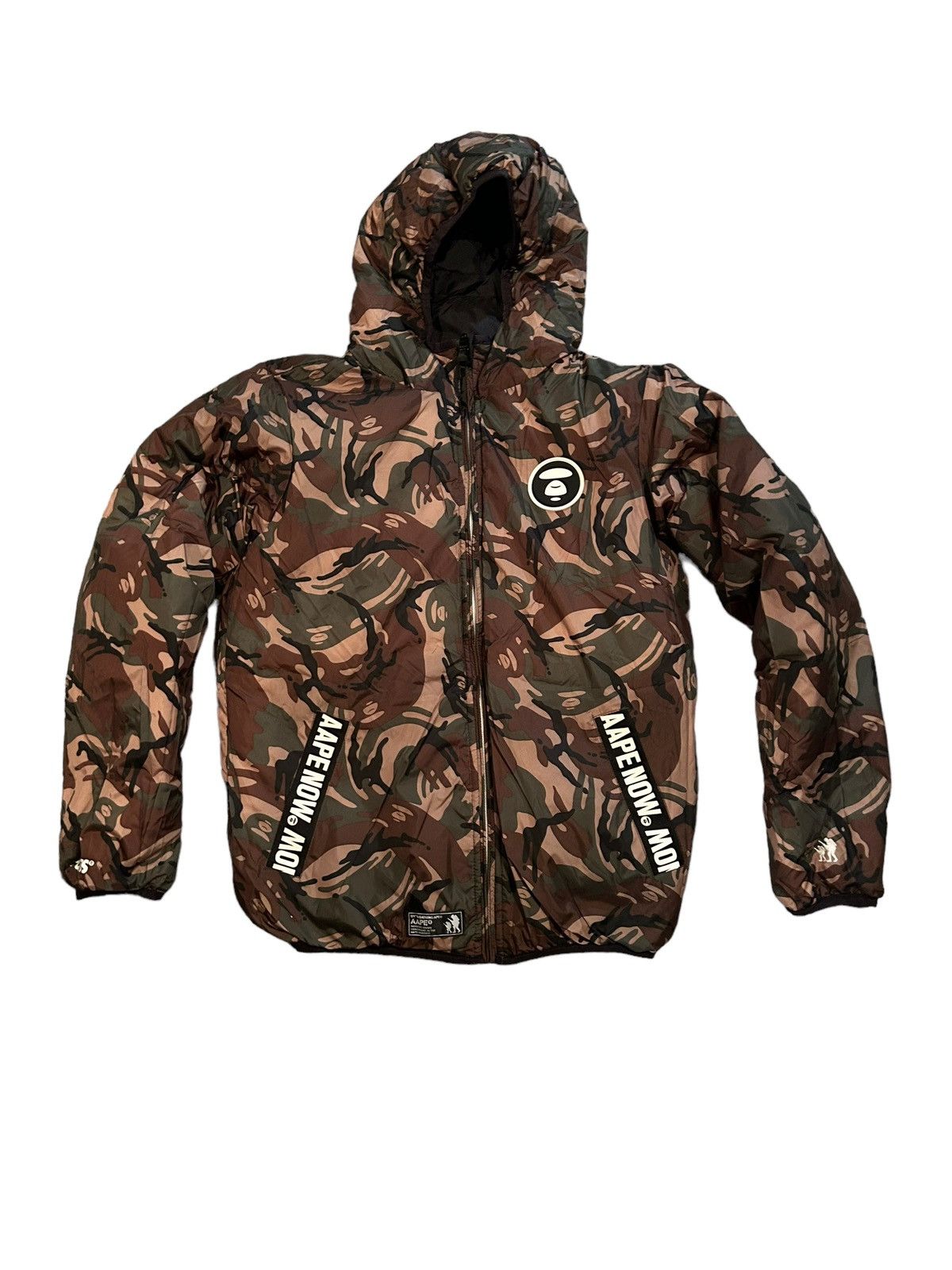 image of Streetwear Aape By A Bathing Ape Reversible Winter Jacket in Camo, Men's (Size Small)