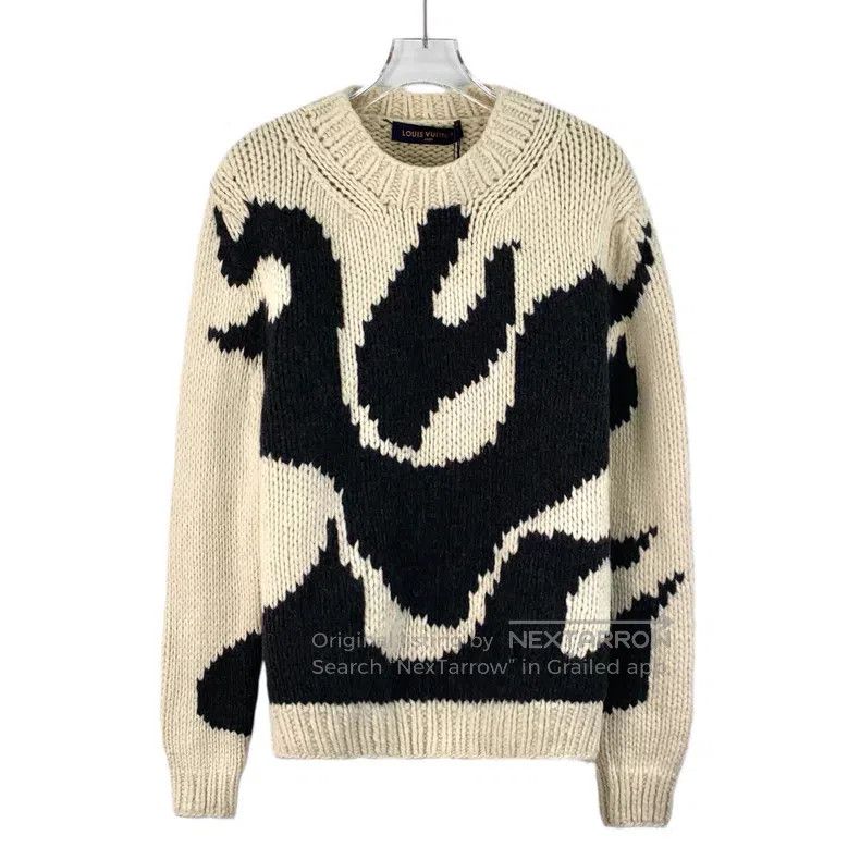 Louis Vuitton Flame color-block flame intarsia wool crewne