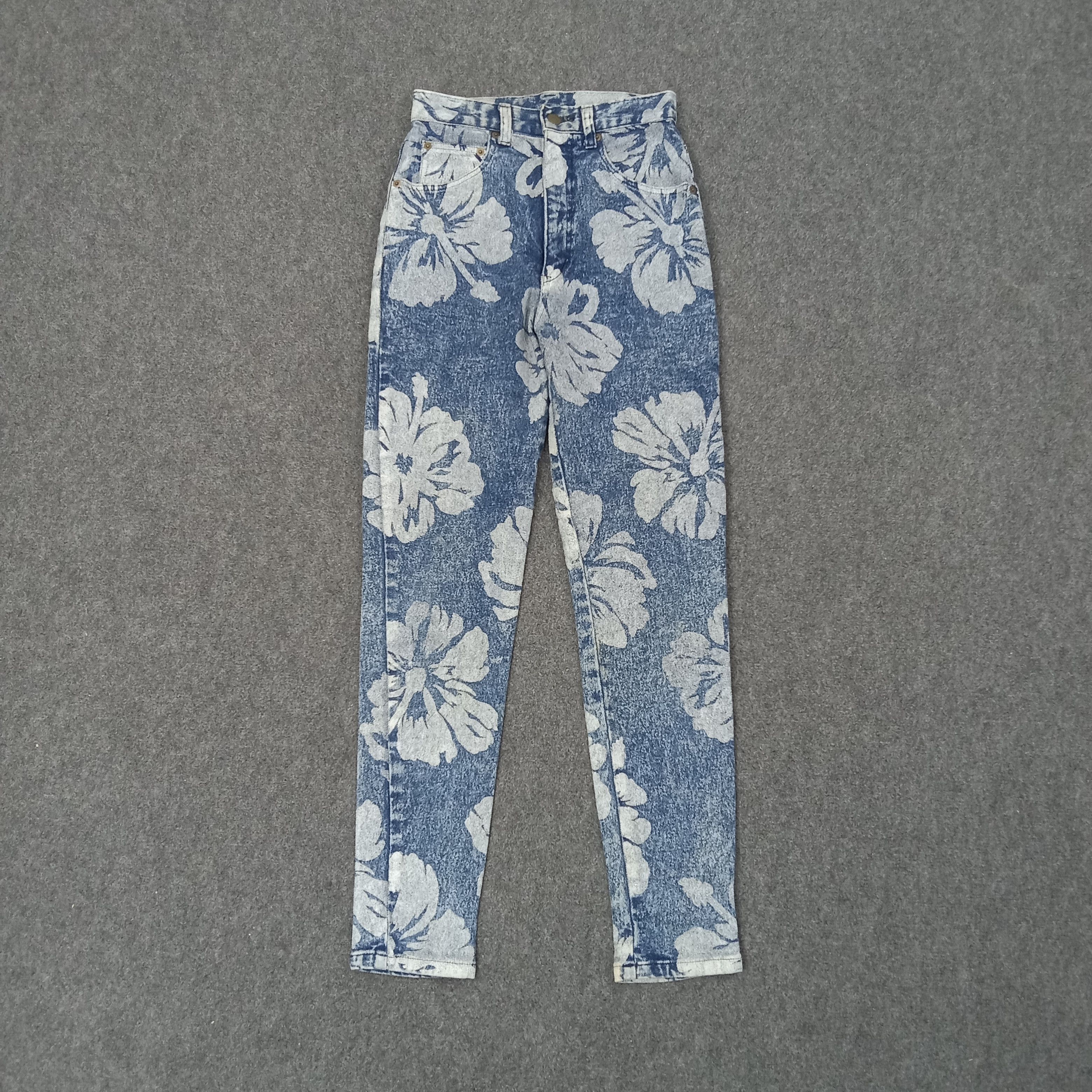 Japanese Brand Ryu Sports Japanese Flower Full Print Jeans C258N26 Size 23" - 1 Thumbnail