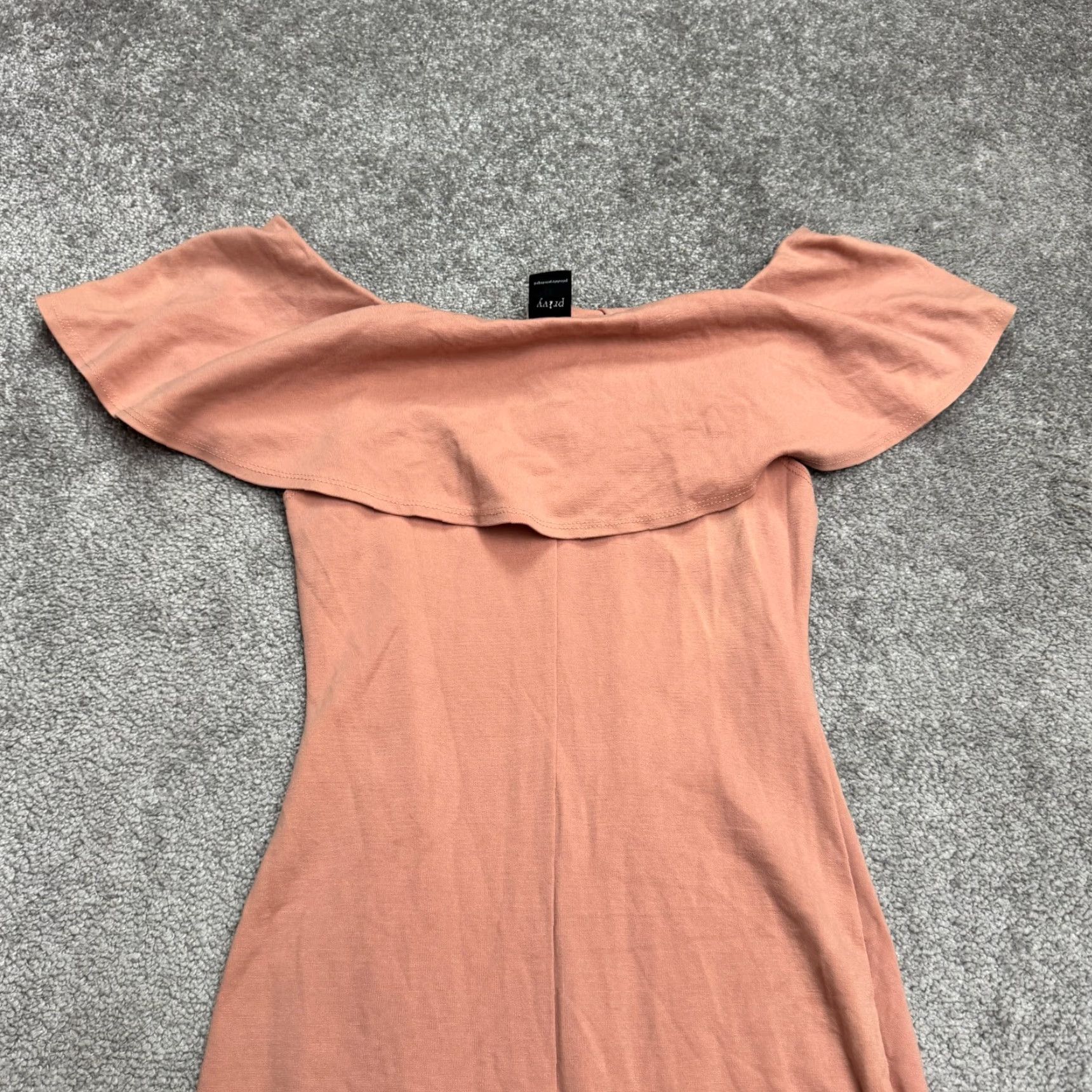 Pinko Privy Dress Womens Medium Pink Off Shoulder Ruffle Bodycon Pencil Midi Stretch Size M / US 6-8 / IT 42-44 - 3 Thumbnail