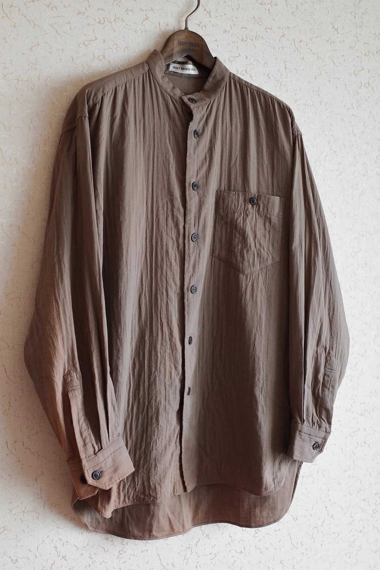 Issey Miyake Issey Miyake Men 90s Sun-Faded Cotton Voile Collarless Shirt Size US L / EU 52-54 / 3 - 2 Thumbnail