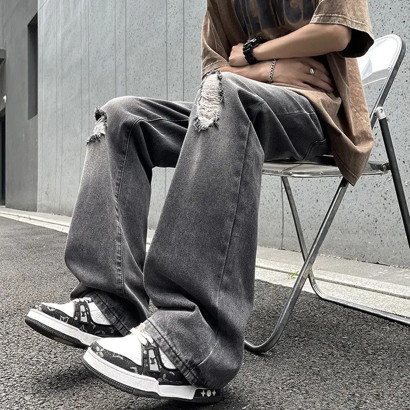 Japanese Brand × Jean Retro loose casual straight leg ripped jeans Size US 30 / EU 46 - 5 Thumbnail