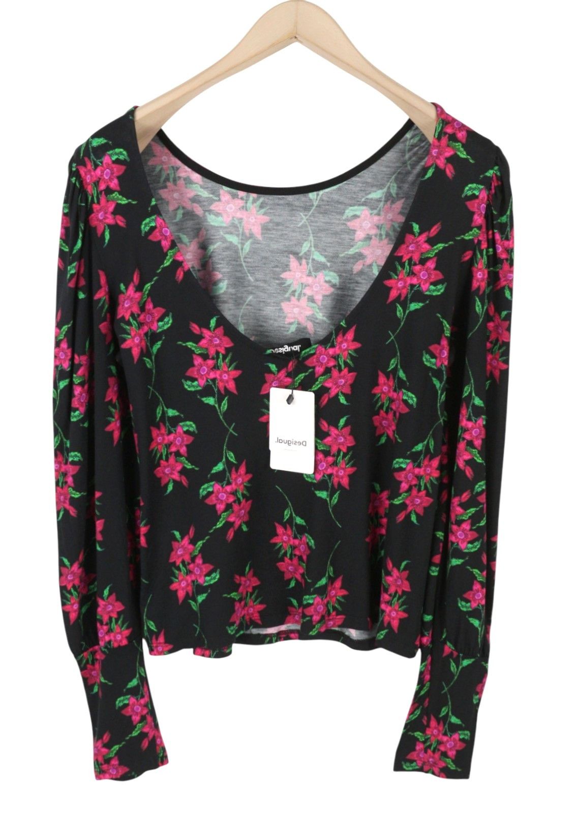 Desigual TS KIM XL Black Floral Open Back Blouse 88940 Size XL / US 12-14 / IT 48-50 - 4 Thumbnail