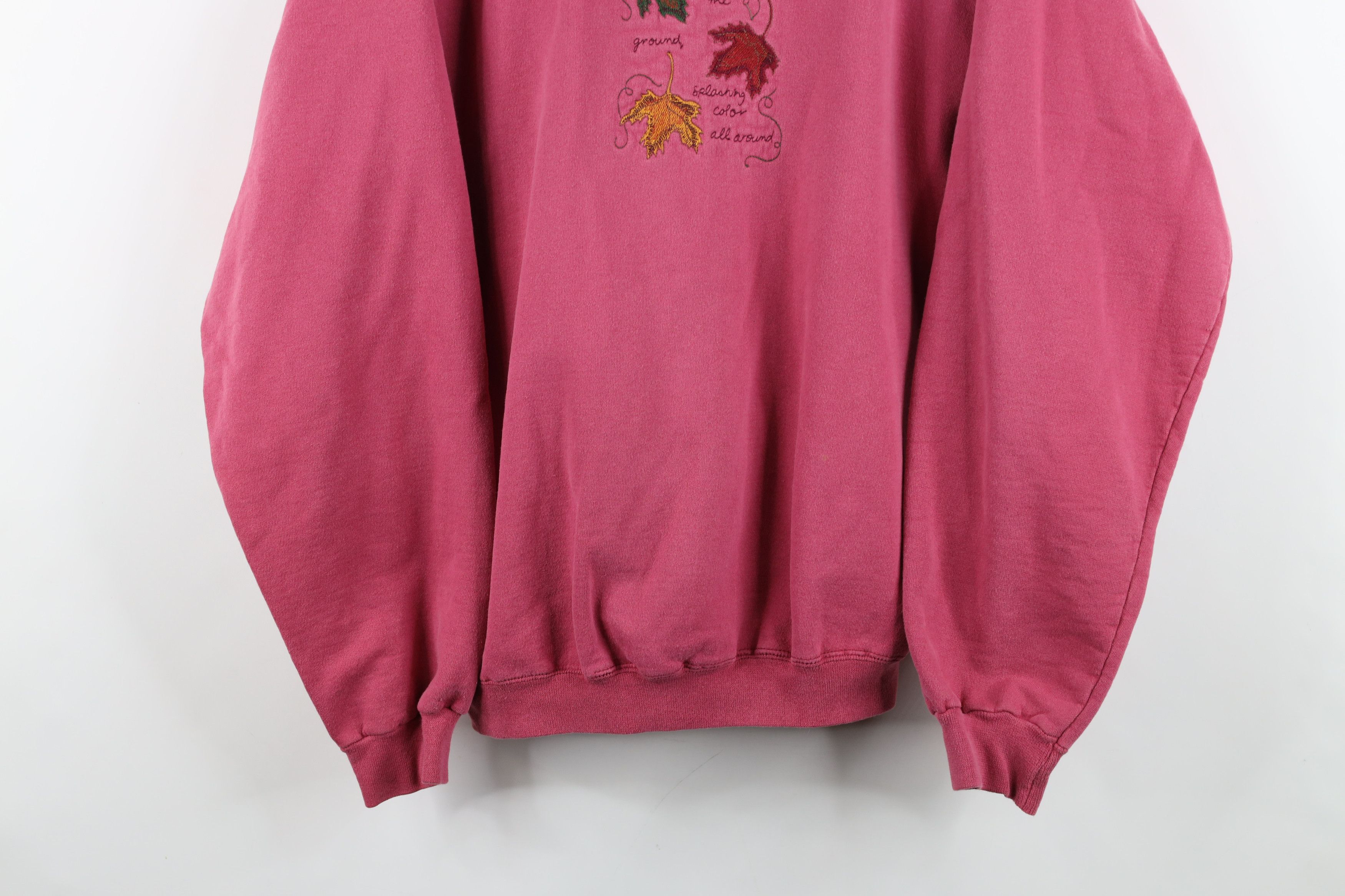 Vintage Vintage 90s Streetwear Nature Fall Leaves Sweatshirt Pink Size L / US 10 / IT 46 - 3 Thumbnail