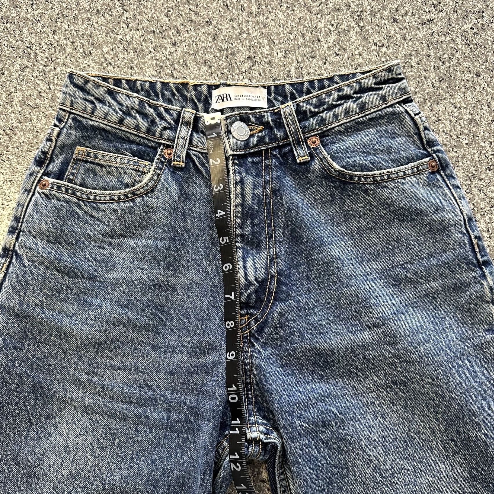 Zara Zara Jeans Womens 2 High Rise Mom Stone Wash Denim Relaxed Tapered Blue 5-Pocket Design Inseam 27 in XS? Size 42" / US 20 - 7 Thumbnail