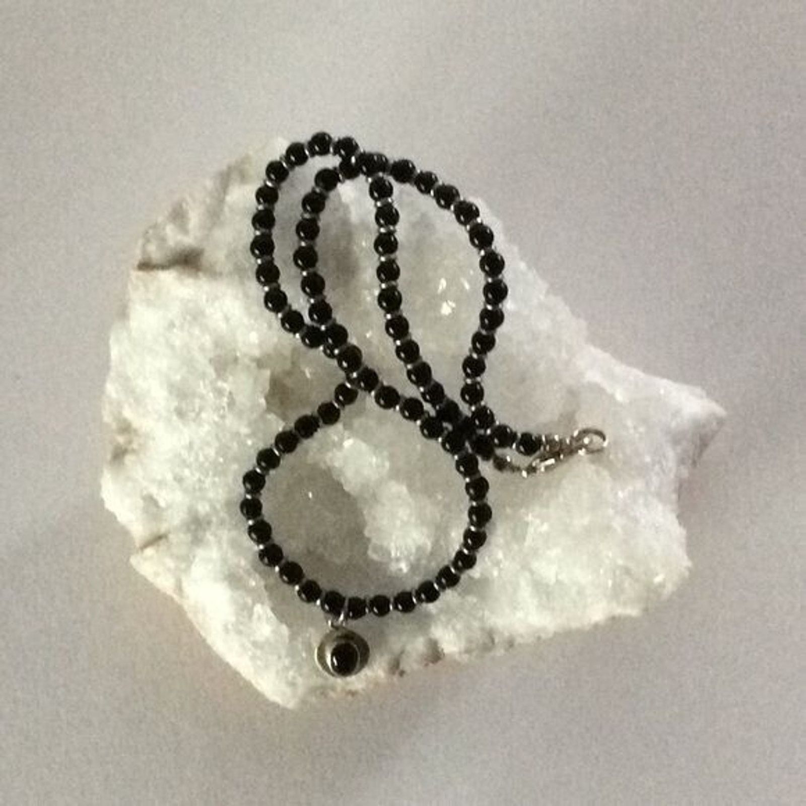 Other ONYX NECKLACE Sterling And Onyx Charm Size -@9” Size ONE SIZE - 3 Thumbnail