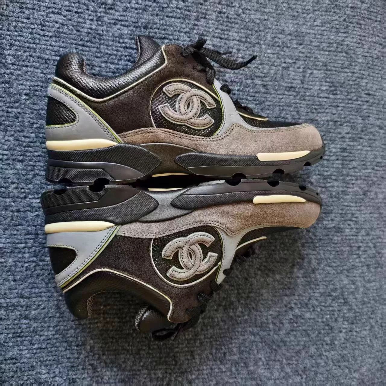 Chanel Chanel Classic CC Logo Black & Gray Sneakers Size US 5.5 / IT 35.5 - 4 Thumbnail