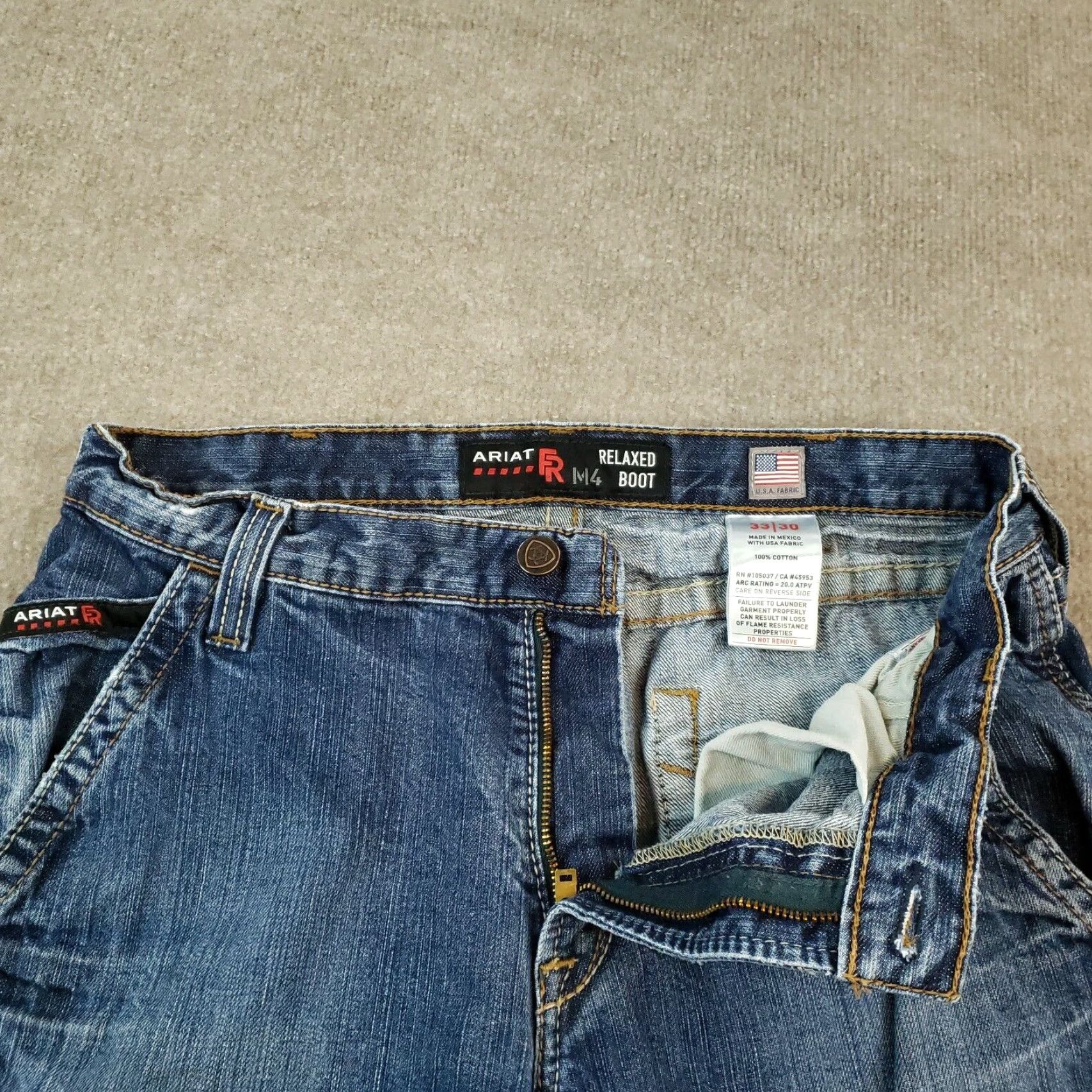 Ariat Ariat M4 Jeans Mens Size 33x28 Blue Dark Relaxed Boot Casual Workwear Size US 33 - 6 Thumbnail