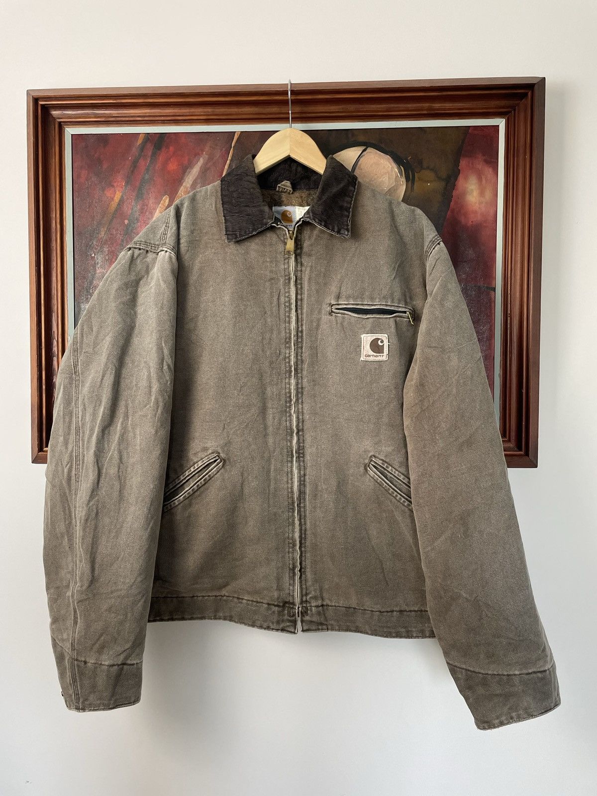 Pre-owned Carhartt X Vintage 90's Carhartt Detroit Jacket Grey Brown Faded In Faded Brown/grey