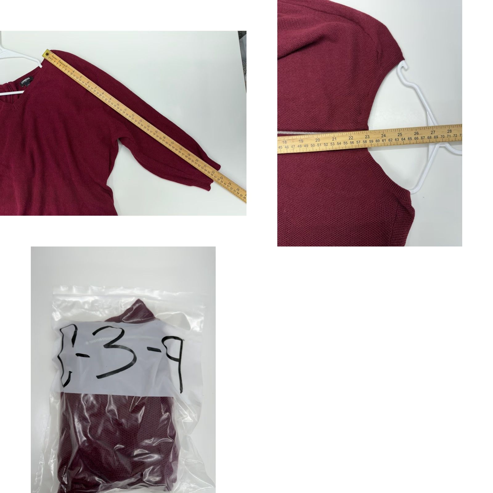 Express Express Womens Sweater Long Sleeve Zip Up Back V-Neck Red L Size L / US 10 / IT 46 - 8 Thumbnail