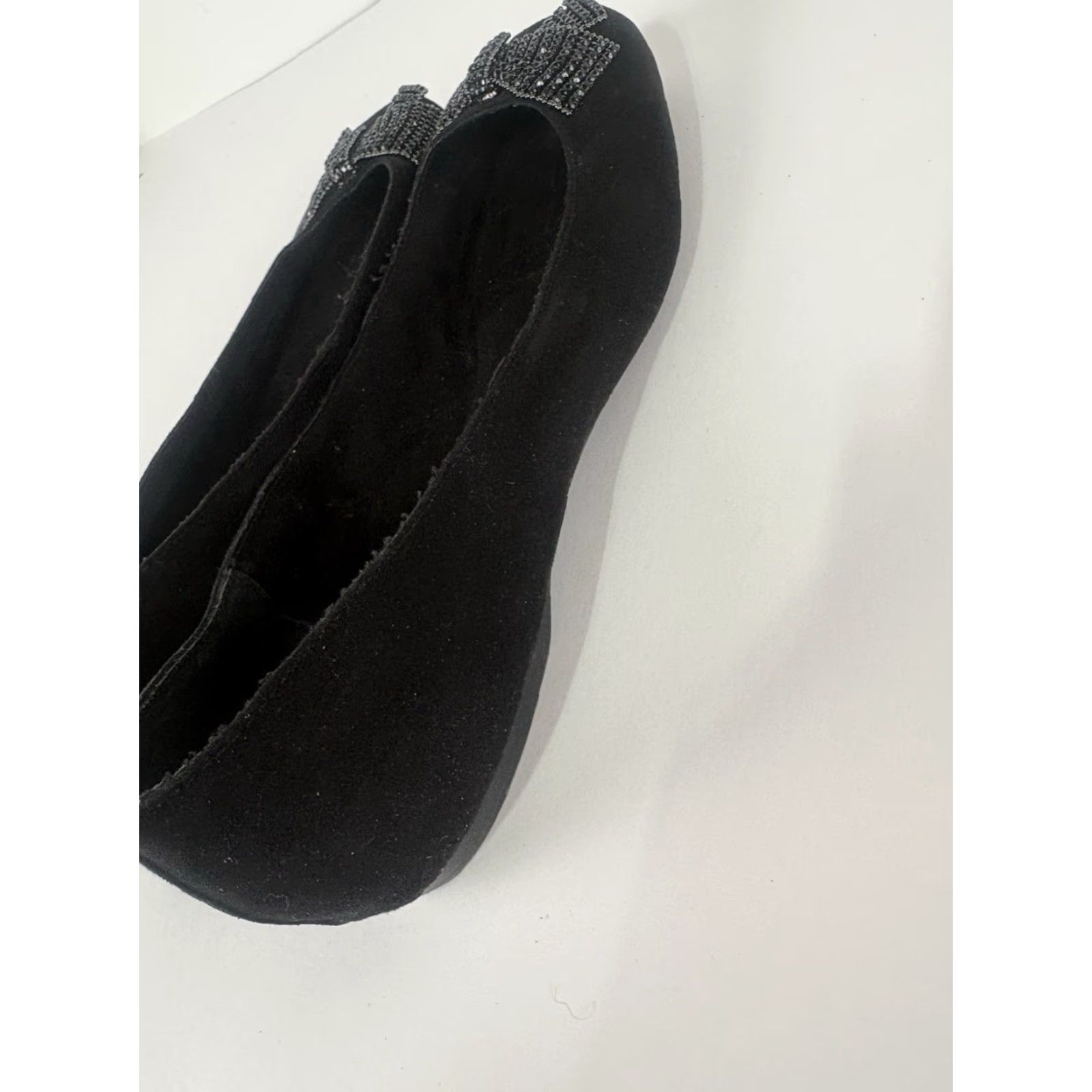 Jessica Simpson Jessica Simpson Ballet Flats Womens 6.5M Black Suede Sequin Bow Flat, Slip On, Round Toe Size US 7 / IT 37 - 4 Thumbnail