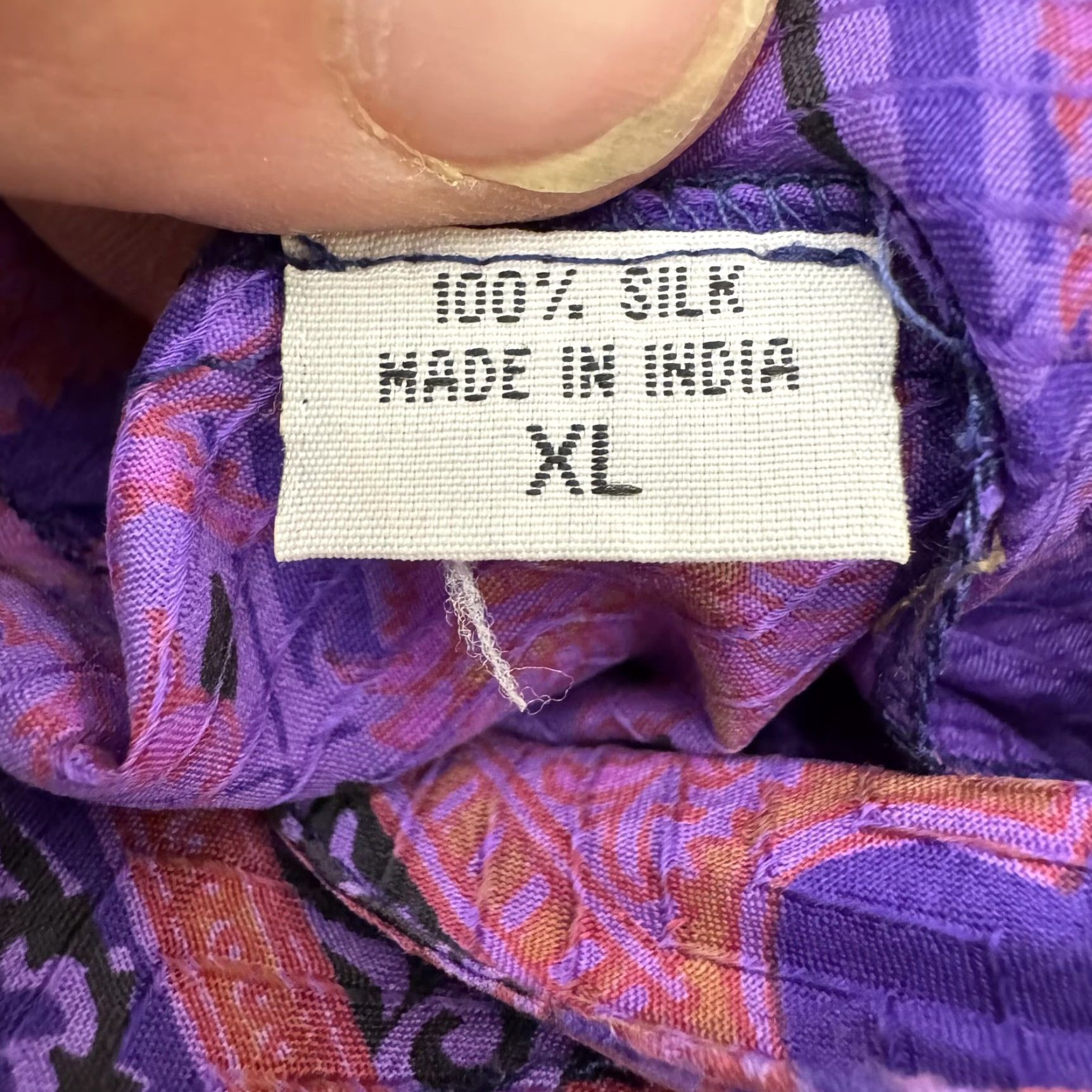 Vintage VINTAGE Boho Silk Blouse XL Purple Geometric Kimono Sleeve 3/4 Flutter V-Neck Women Adults Festival Whimsigoth Bohemian Size XL / US 12-14 / IT 48-50 - 7 Thumbnail