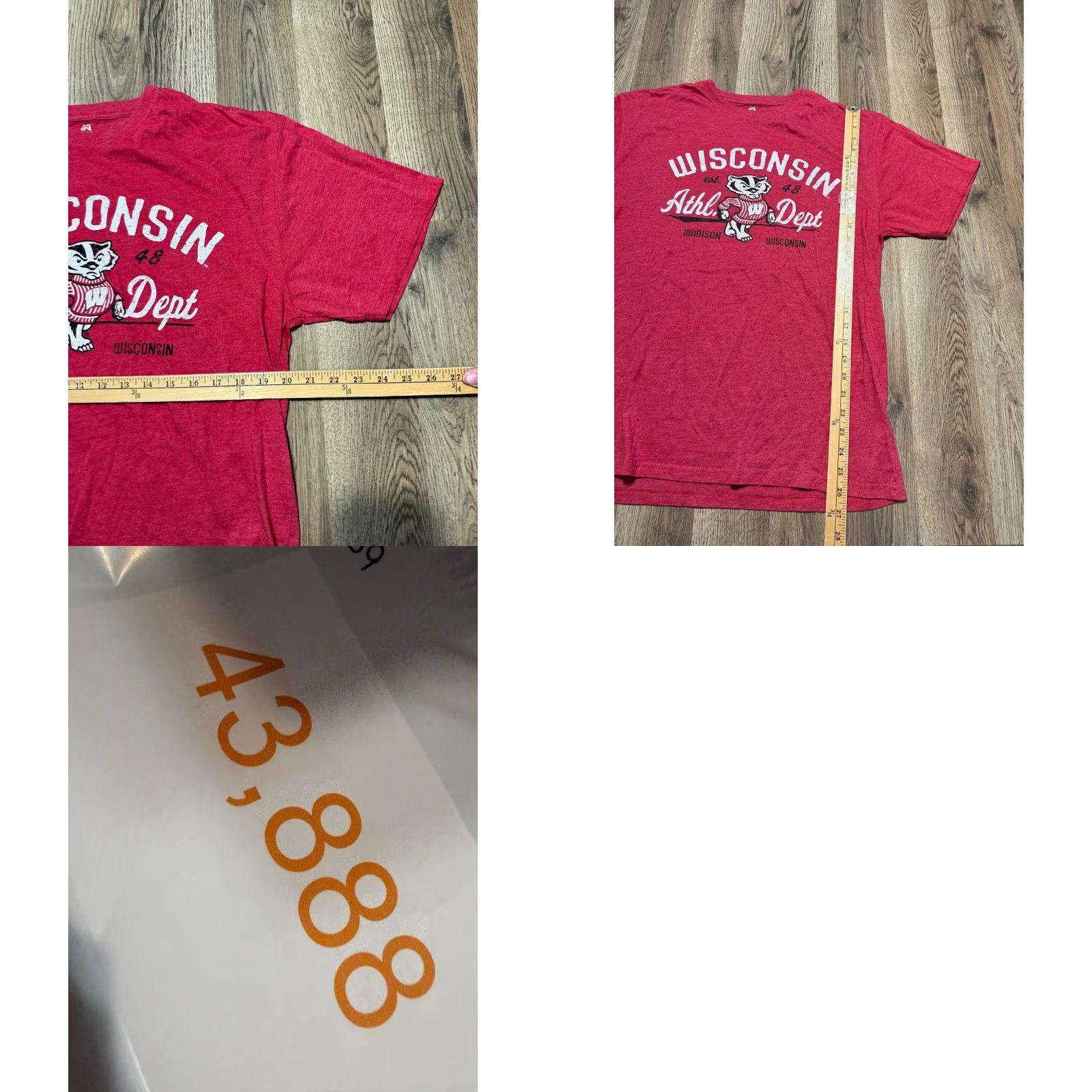 Vintage J. American Vintage Shirts Men's XL Red Short Sleeve Crew Neck T-Shirt Regular Fit Size US XL / EU 56 / 4 - 8 Thumbnail