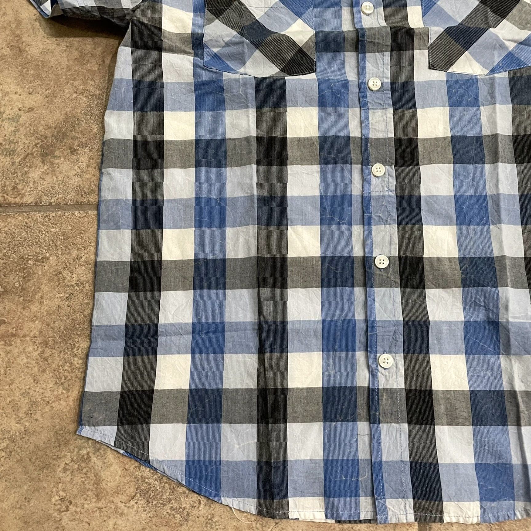 Vintage NWT Silver Jeans Co Button-Down Shirt Mens M Blue Plaid Short Sleeve Size US M / EU 48-50 / 2 - 3 Thumbnail
