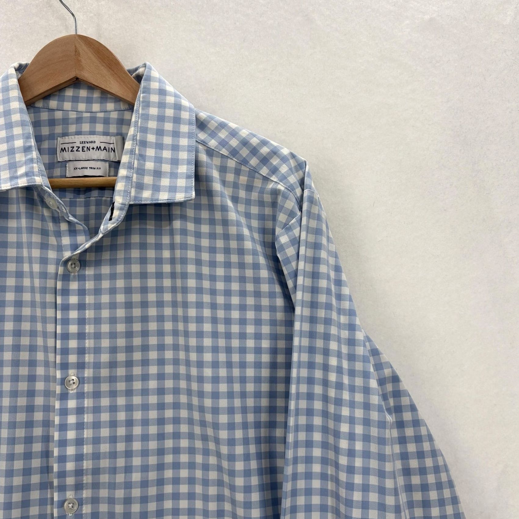 Mizzen+Main Mizzen+Main Leeward Shirt Mens 2XL Blue Gingham Trim Fit Wrinkle Free Stretch Size US XXL / EU 58 / 5 - 2 Thumbnail