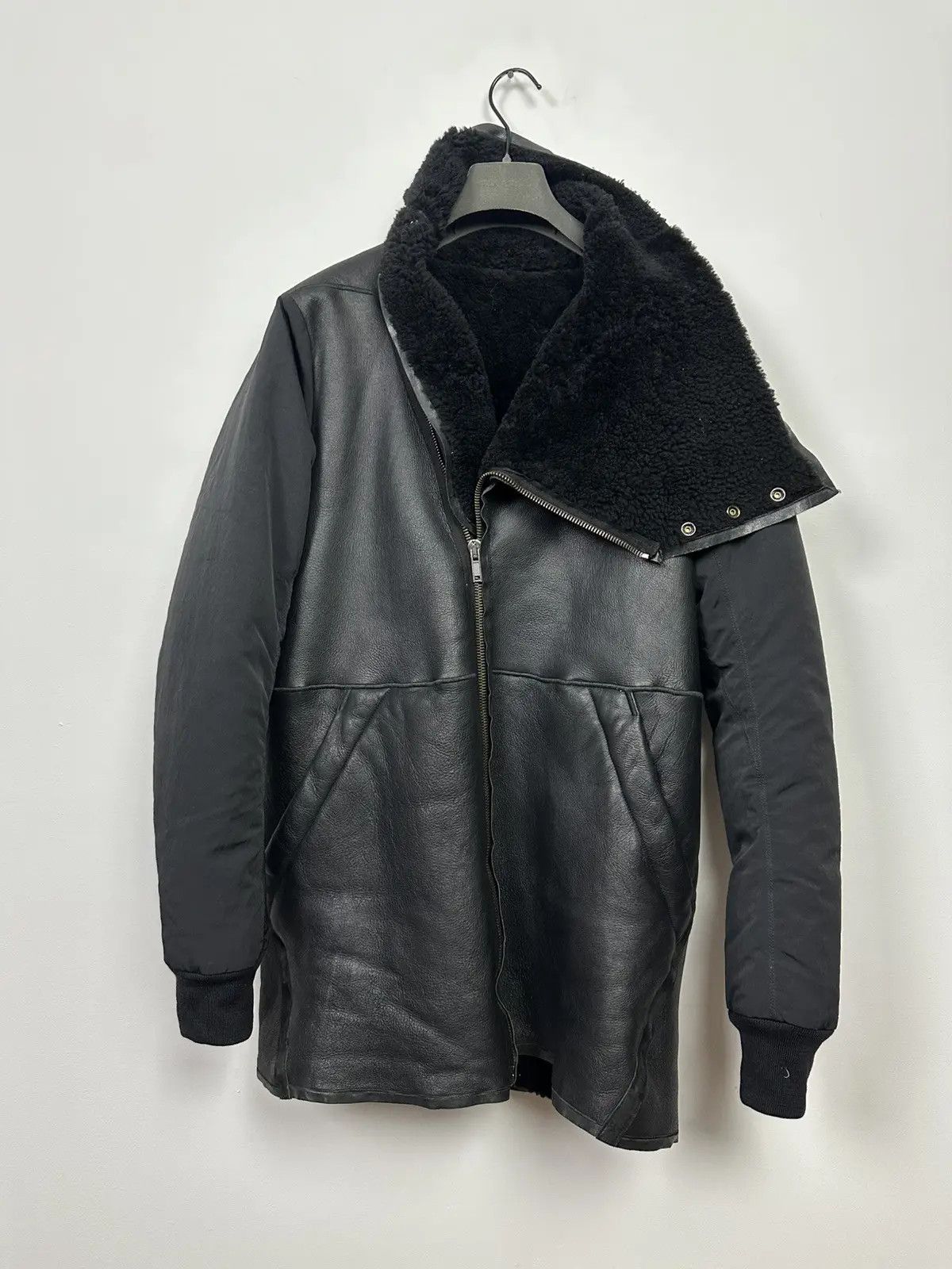 Rick Owens os11x0925 Shearling Showtek Leather Jacket in Black Size US L / EU 52-54 / 3 - 3 Thumbnail