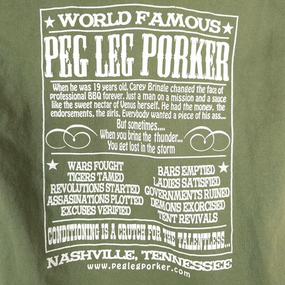 Gildan Peg Leg Porker T Shirt Mens Size Medium Green Nashville Tenn Size US M / EU 48-50 / 2 - 4 Thumbnail